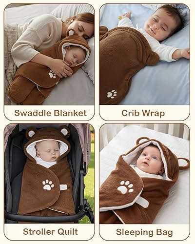 Miniatura 6 de Lilian&Gema Pañales para recién nacidos, manta de bebé para recién nacidos de 0 a 4 meses, lindo envoltorio de oso para bebés niños y niñas, mantas