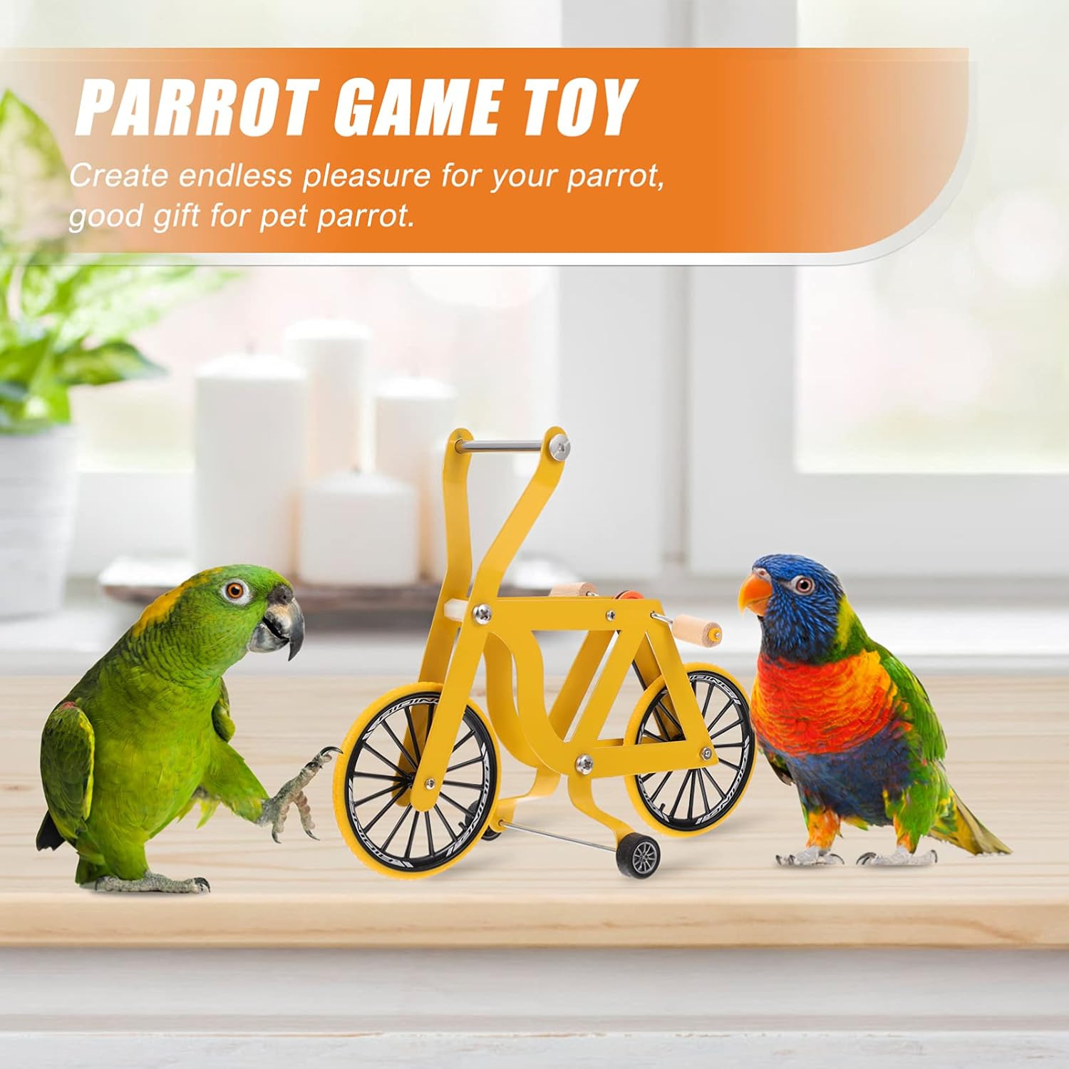 Parrot Training Bicycle Parrot Training Toy Mini Bicycle Bike Bird Play Toy Funny Bird Supplies for Parakeet Macaws Conures Yellow