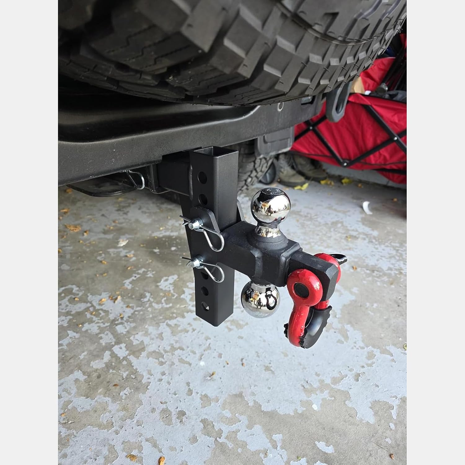 Adjustable Trailer Hitch with 2 inch Receiver, 7 inch Drop/Rise Tow Hitch with D Ring Shackle for Trucks, 2 & 2-5/16 Inch Dual Balls 6000 lbs/10000 lbs, Matte Black and Chromed Balls - Image 6