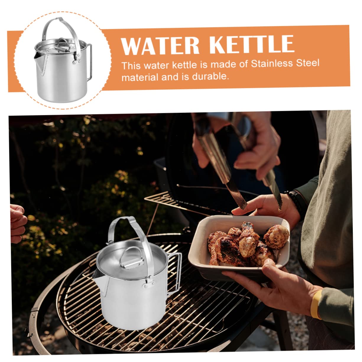 Hervidor de Agua para Acampar de Acero Inoxidable 1,2 L, Portátil y Práctico, Adecuado para Camping y Restaurante
