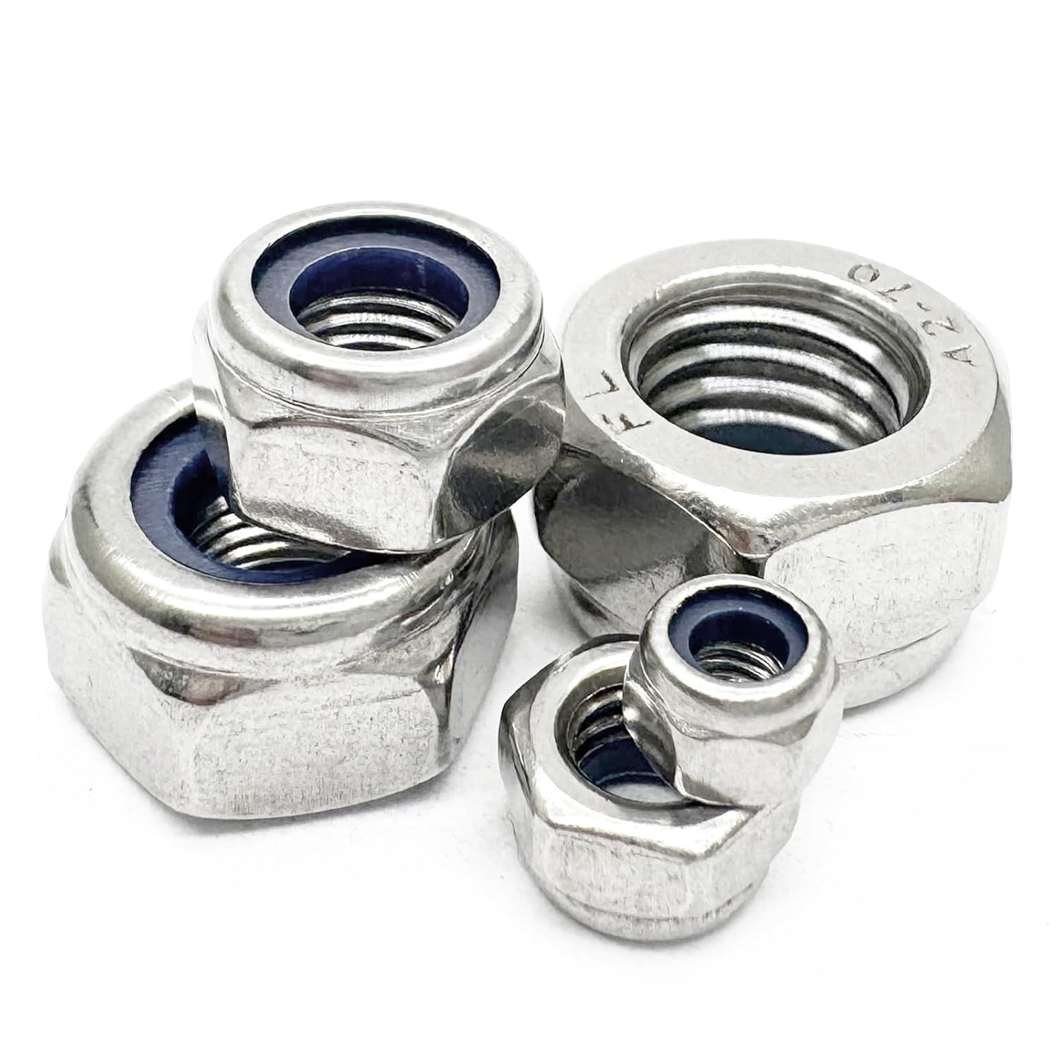 20pcs M6x0.75mm Nylon Insert Locknuts,Fine Thread Hex Nuts,304 Stainless Steel Lock Nut Assortment Kit Perfect for Lock Washers,Silver