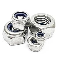 Vista 5 de 2 tuercas de bloqueo de nailon M20x1.0.197 in, tuercas hexagonales de rosca fina, kit surtido de tuercas de bloqueo de acero inoxidable 304