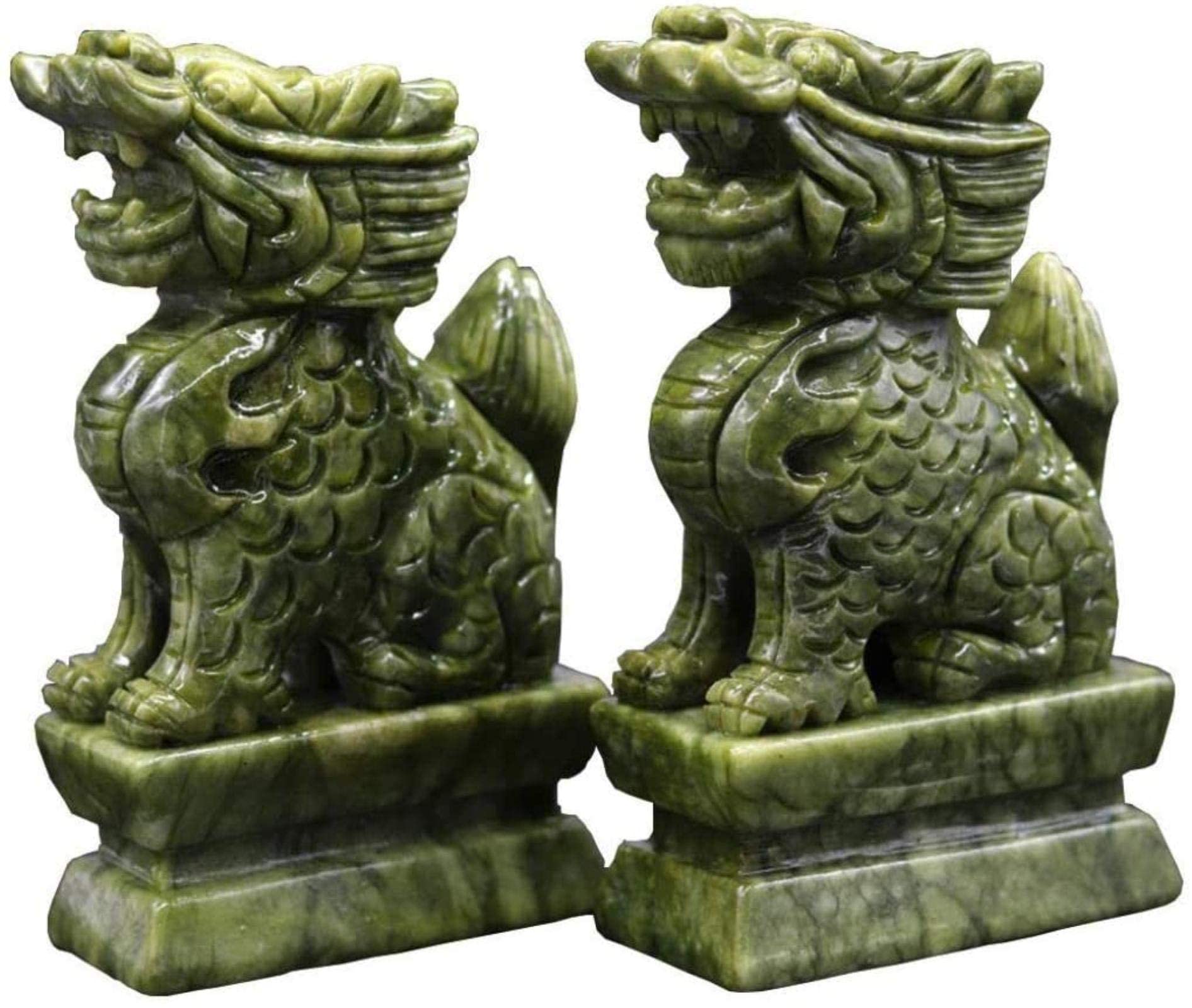 YNIYUJKL Feng Shui Ornaments A Pair Natural Green Attract Wealth Prosperity Good Luck Sculpture Home Decoration