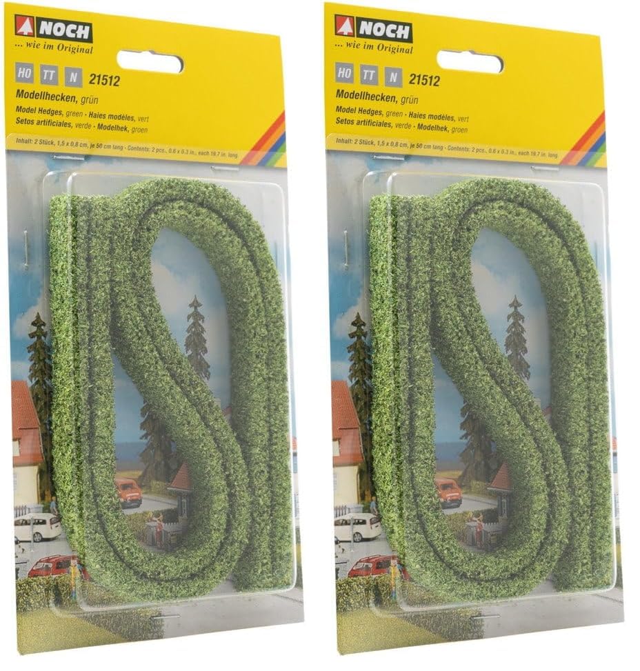 NOCH 21512 - Siepi per modellismo, 15 x 8 mm, Verde Chiaro (Confezione da 2)