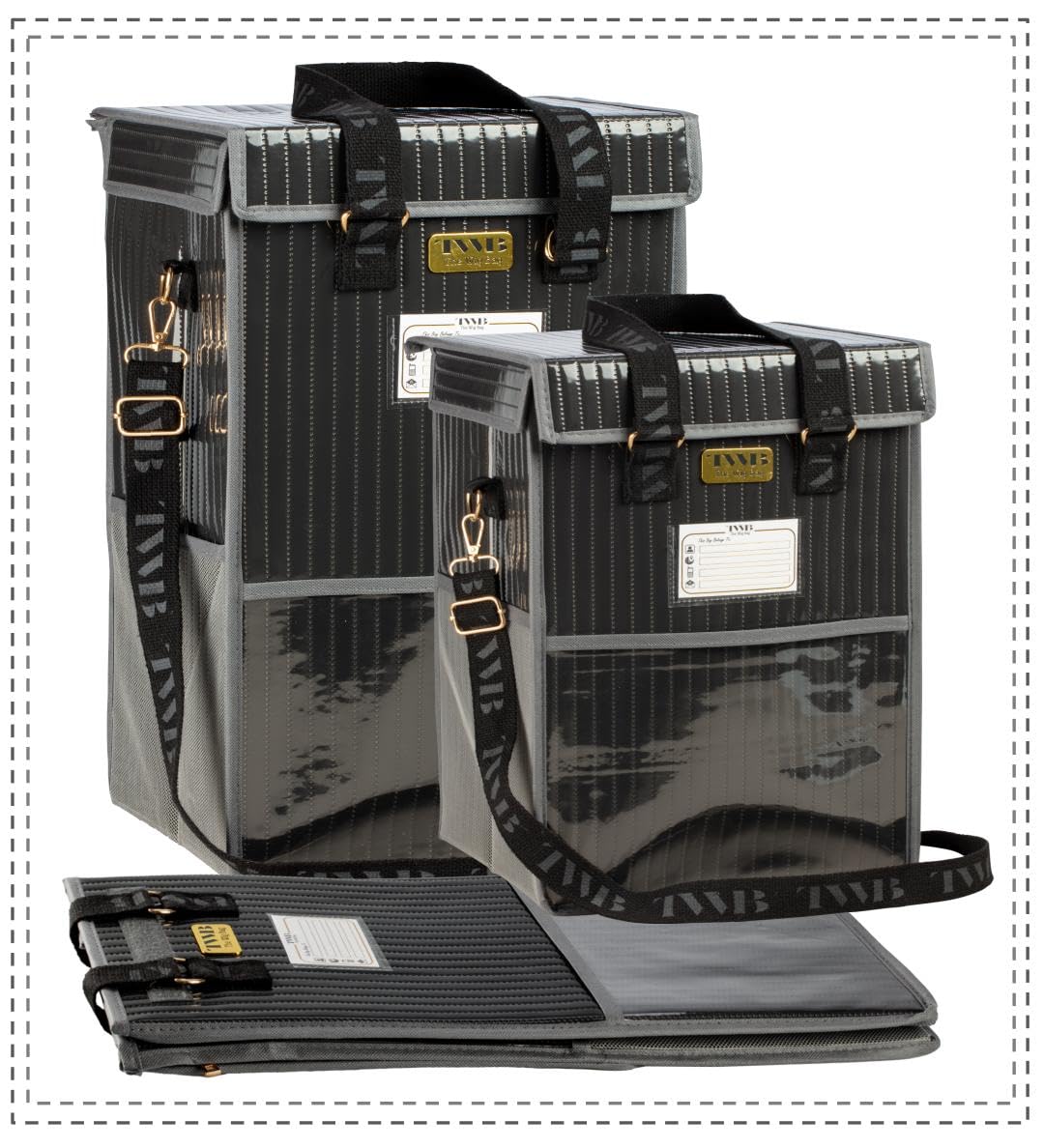 The Wig Bag - Carry Travel Wig Case, Opens Full Size, Folds Flat for Easy Storage - Charcoal Grey, Large - 20" Tall