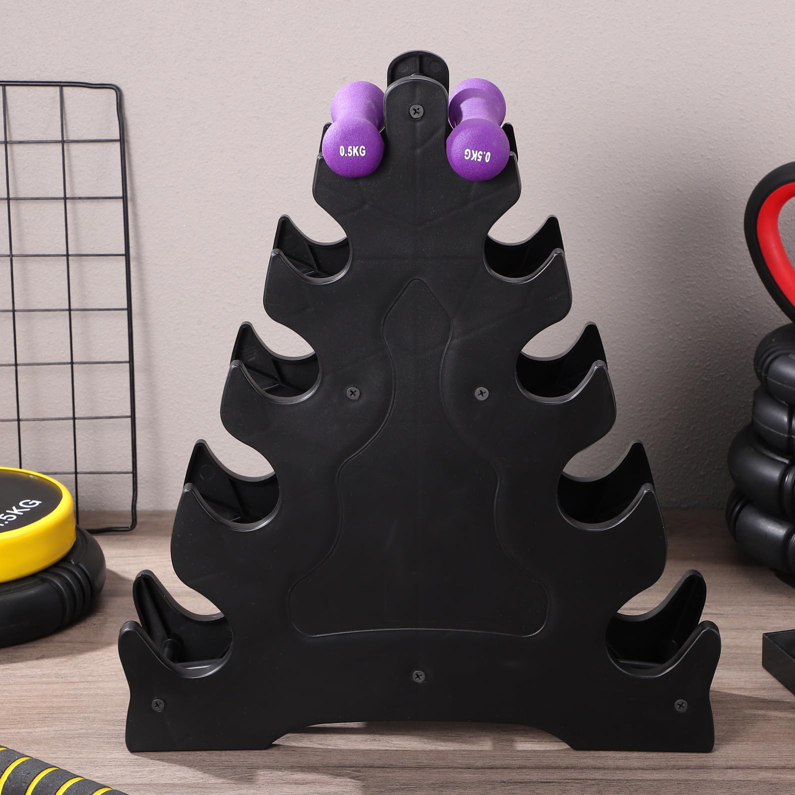Rack Porta Manubri Nero in Pp, Triangolare a Foglia
