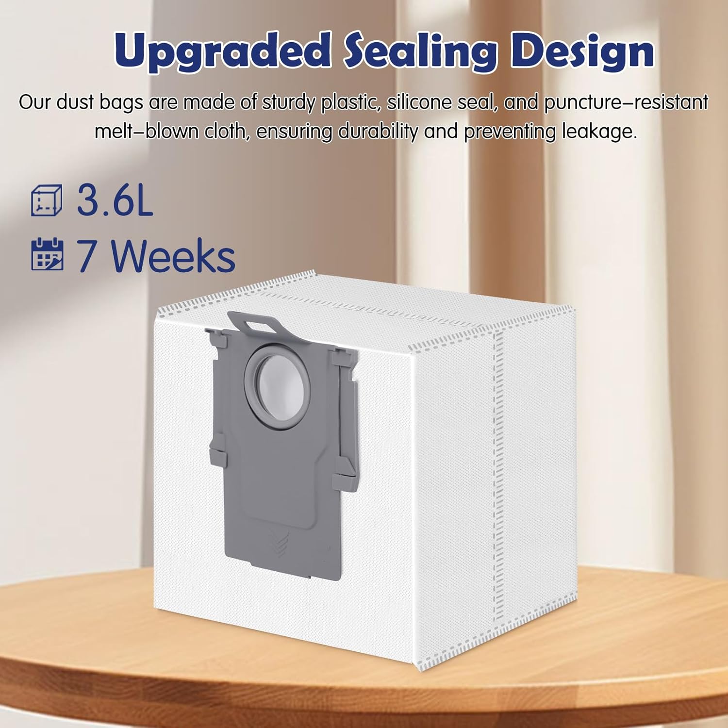 12 Pack Dust Bags for Roborock Q7 M5+/L5+, Q10 S5+/X5+, Q5+, Q5 Max+/Pro+/DuoRoller+, Q8 Max+, S8 Pro Ultra/S8+, S7 Max/MaxV Ultra Robot Vacuum, 3.6 L Large Capacity Disposable Replacement Bag - Image 4