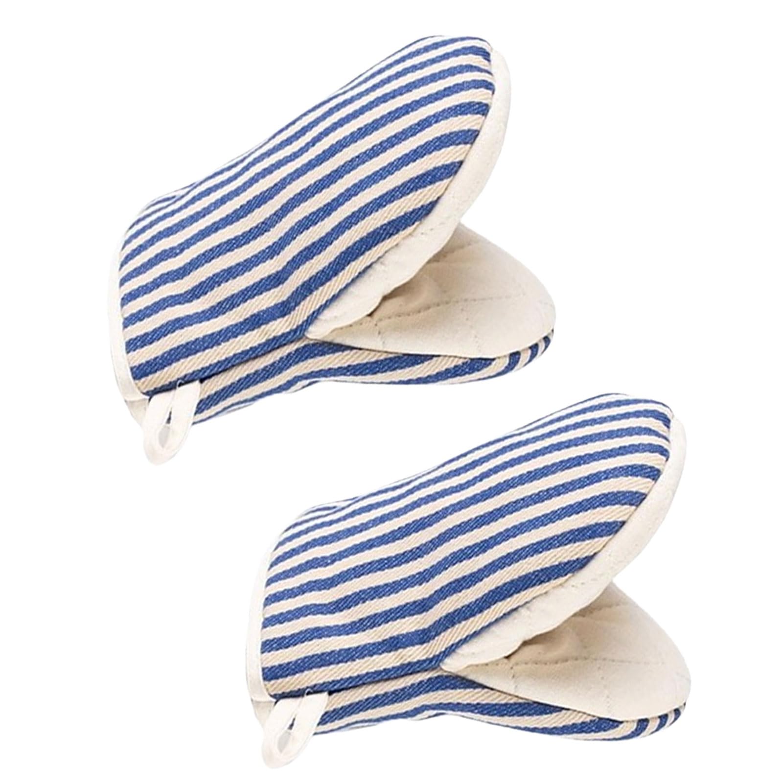 1 Pair Mini Oven Mitts,High Heat Resistant Oven Gloves,Kitchen Short Oven Mit with Hanging Loop for BBQ, Baking, Cooking and Grilling, (Blue) — image 1