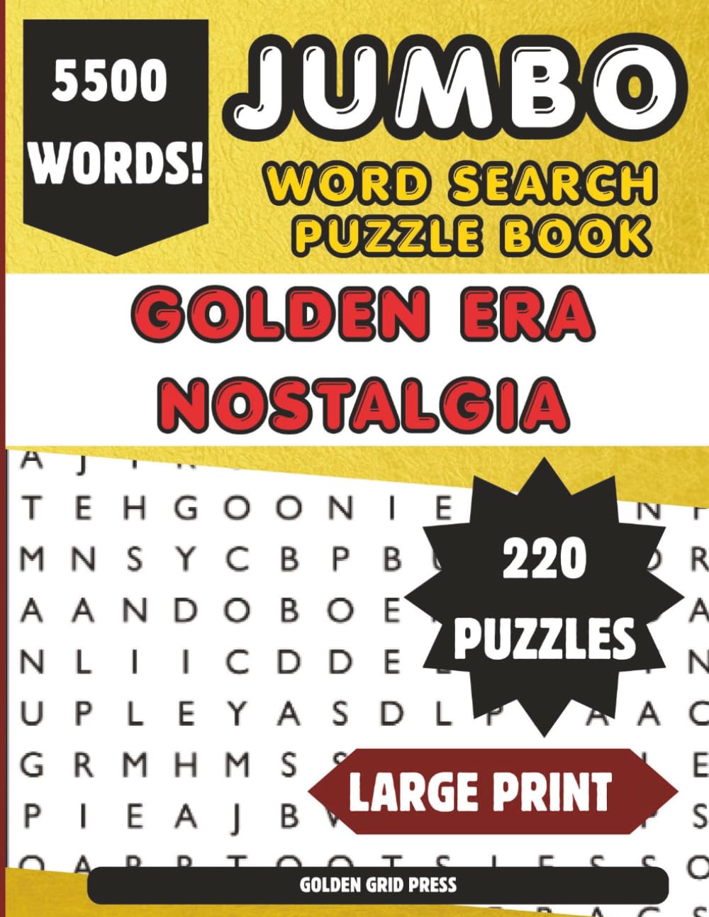 Jumbo Word Search Puzzle Book Golden Era Nostalgia: Inspired by Film, Music, Fashion & Culture