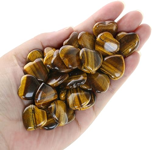 Miniatura 5 de Namzi 20 paquetes de cristales de ojo de tigre naturales pulidos, piedras de corazón, cristales y piedras curativas de cuarzo a granel para Wicca,