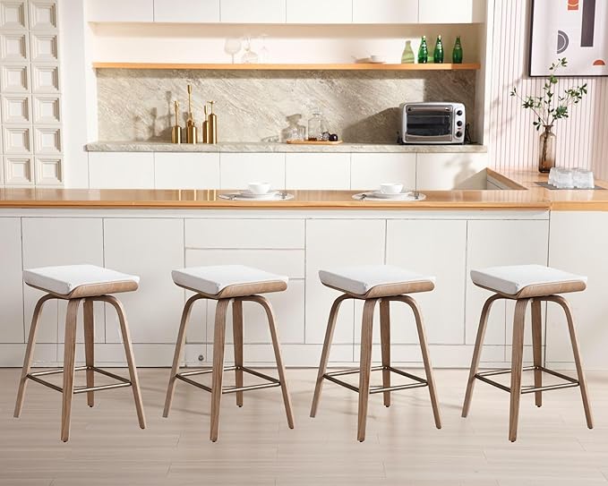 26'' Swivel Counter Stools Set of 2 - Beige Linen