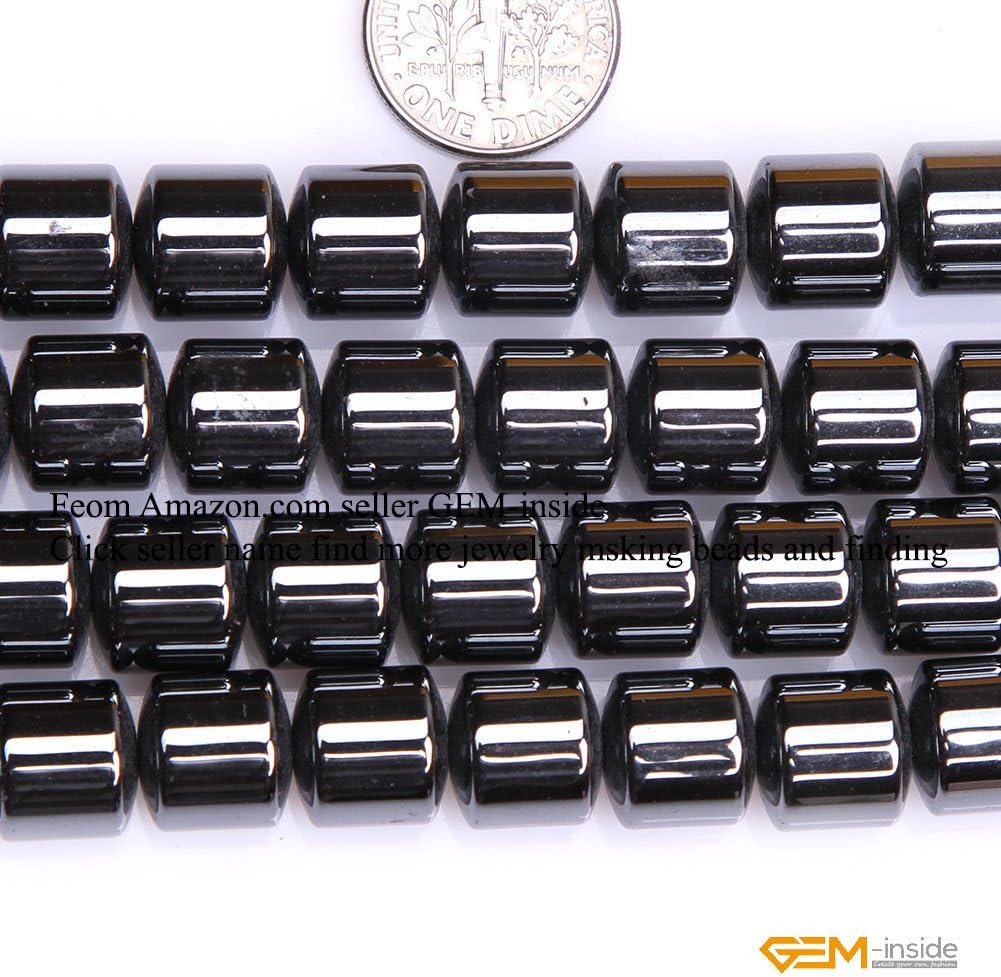 GEM-Inside Hematite Non-Magnetic Cylindrical Smooth Agate Beads 11x11MM for Jewelry Making in 15 Inches image 2