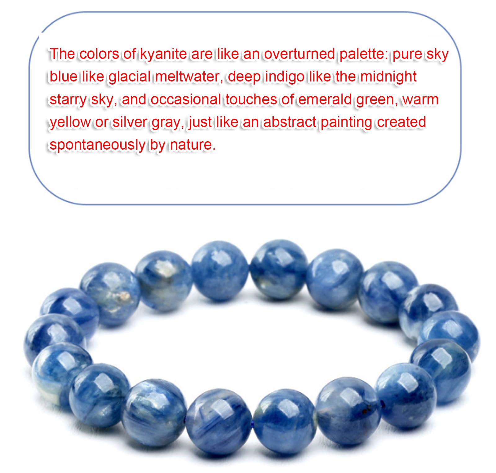 Pulsera elástica de cianita Azul Natural 5A | Pulsera de cianita Azul de Grado 5A – Pulsera elástica de Cuentas de Cuarzo con energía curativa de Piedras,11mm