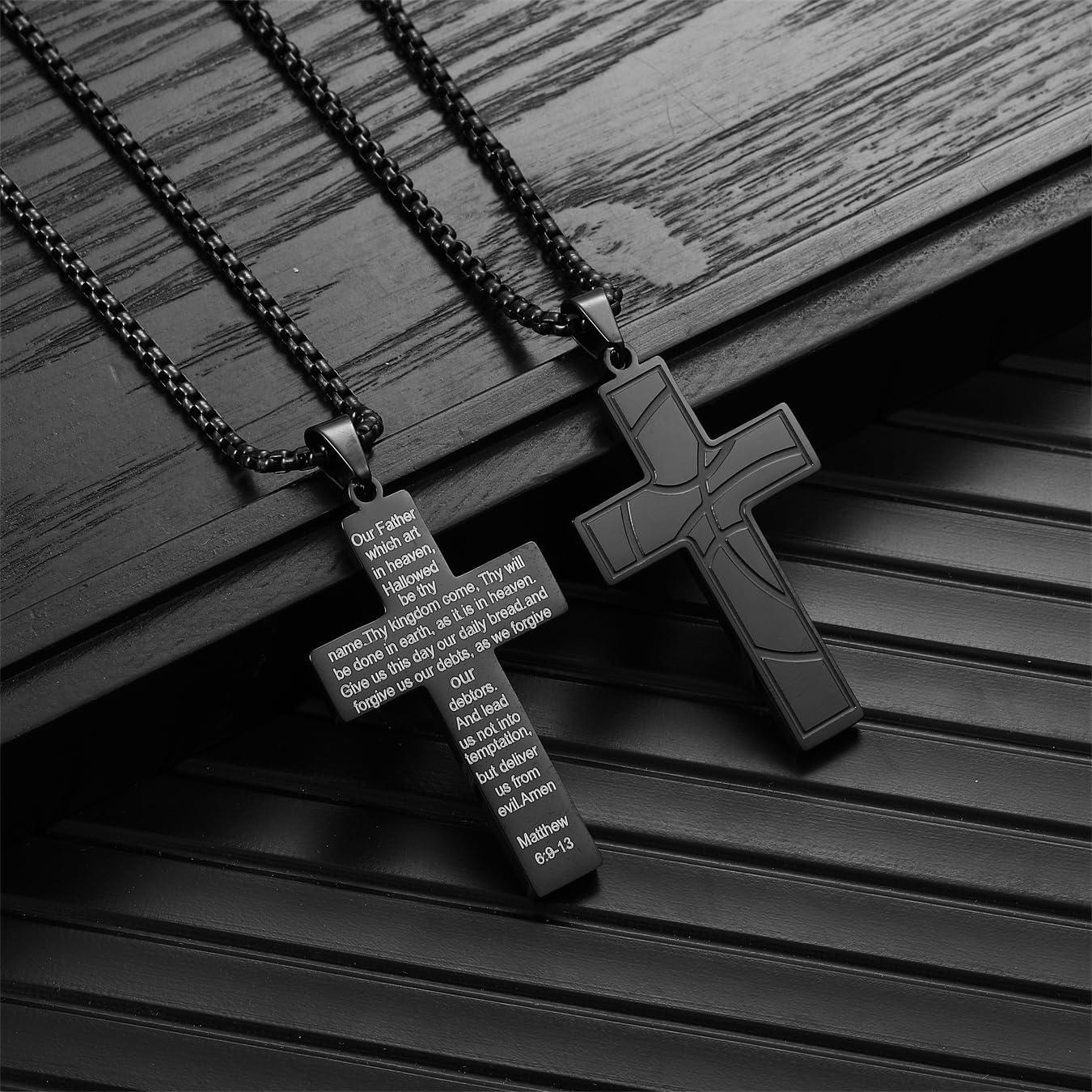 RWQIAN Basketball Cross Necklace for Men Bible Verse, Religious Faith Christian Scriptures Pendant Cross Chain, Baptism 1st First Communion Graduation Gifts for Boys Father's Day Jewelry for Him - Image 3