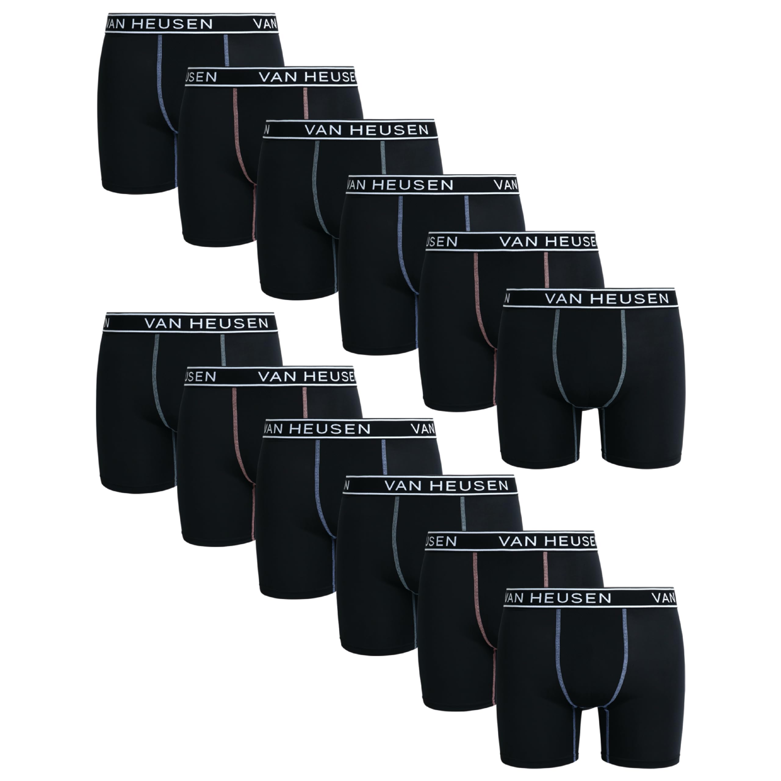 Mens Boxer Briefs - 12 Pack 6'' Inseam Soft Stretch Mens Underwear Boxer Briefs with Contour Pouch