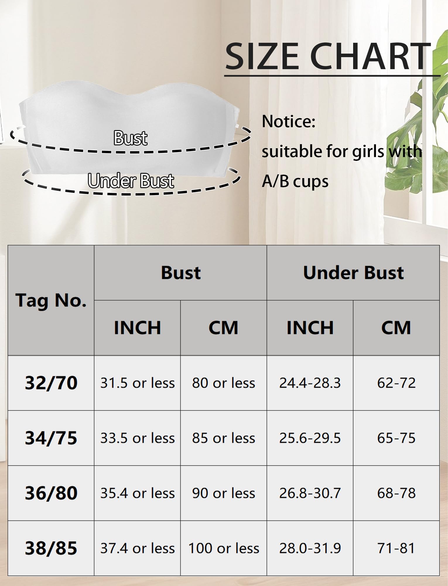 Happy Cherry Bandeau Bra Niñas Sujetador sin Tirantes Tubo Brasier Strapless Bralette Cómodo