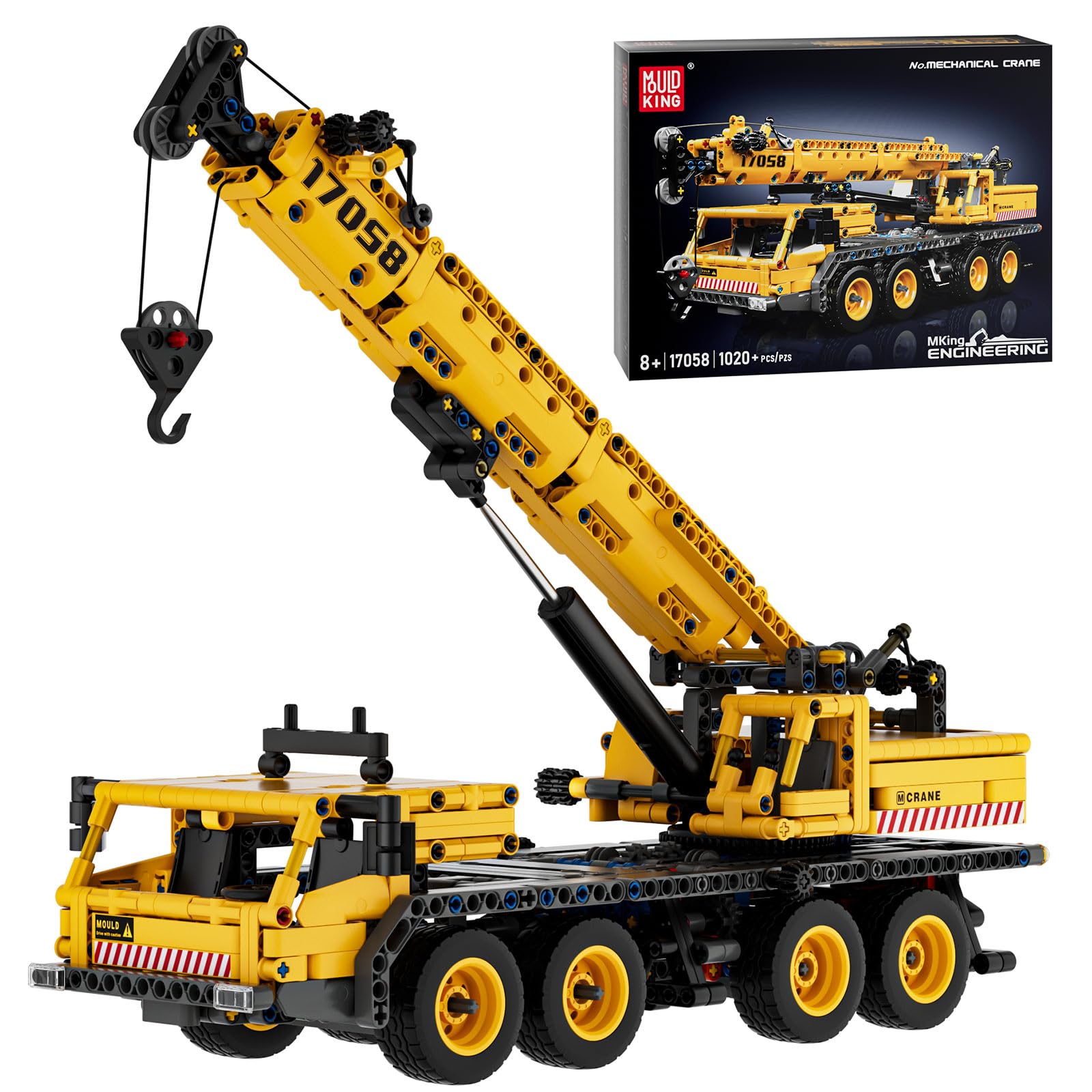 Mould King 17058 Technics Mecánico Grúa Bloques de Construcción Juguetes Versión Estática 1250 Piezas para Niños a Partir de 8 Años (Sin Motor)