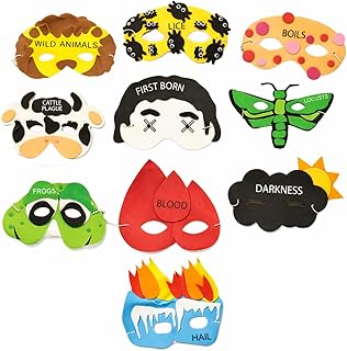 Rite Lite Passover 10 Plagues Masks Pesach Seder Judaica Hostess Gift Jewish Holiday Party Favor Goodie Bag Filler Educati...