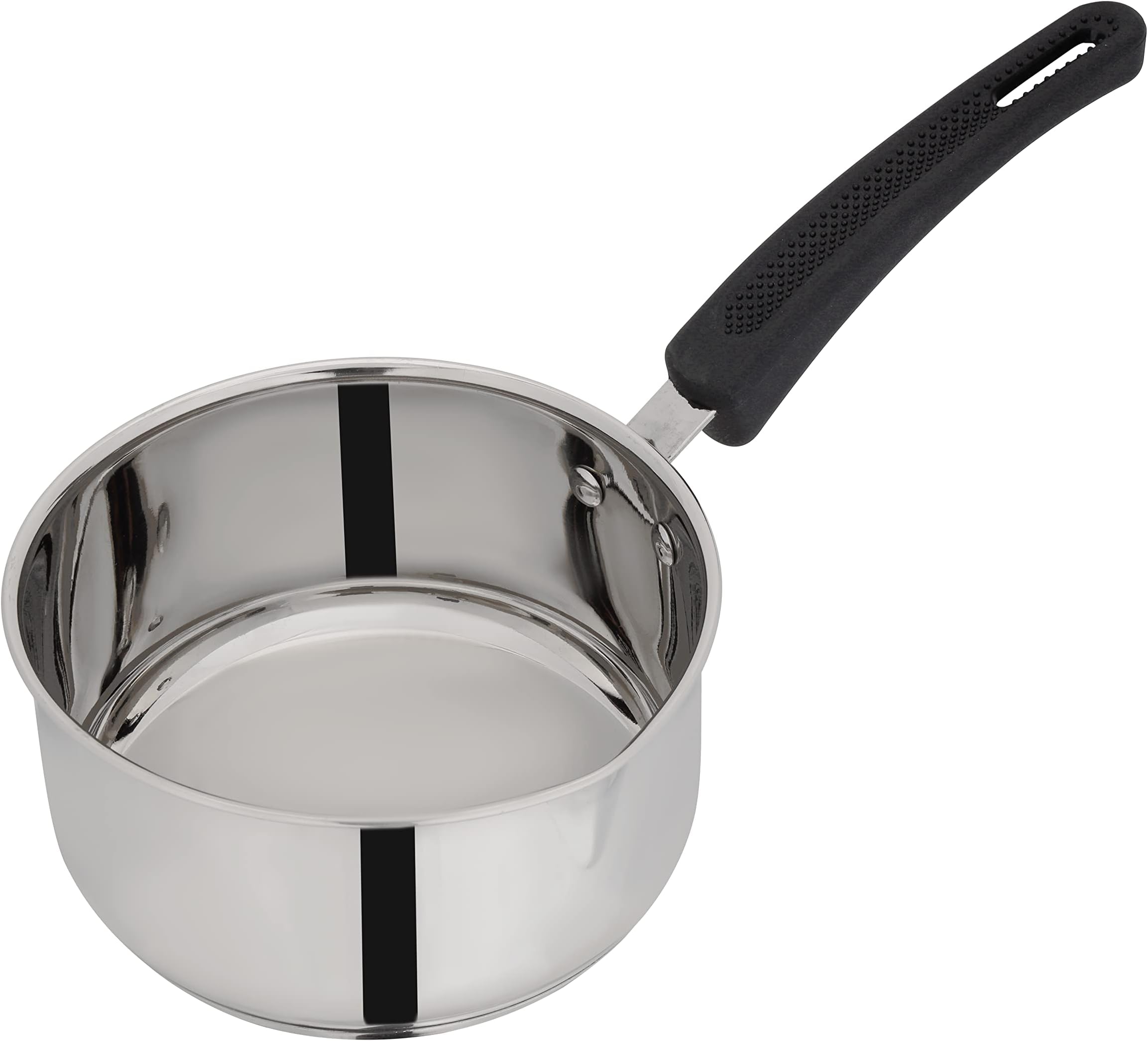 Royalford 16cm Stainless Steel Saucepan, Induction Base, RF11122 | Stainless Steel Kitchen Cookware | Heavy-gauge Tri-ply Base Saucepan with Pouring Spout & Comfortable Handle