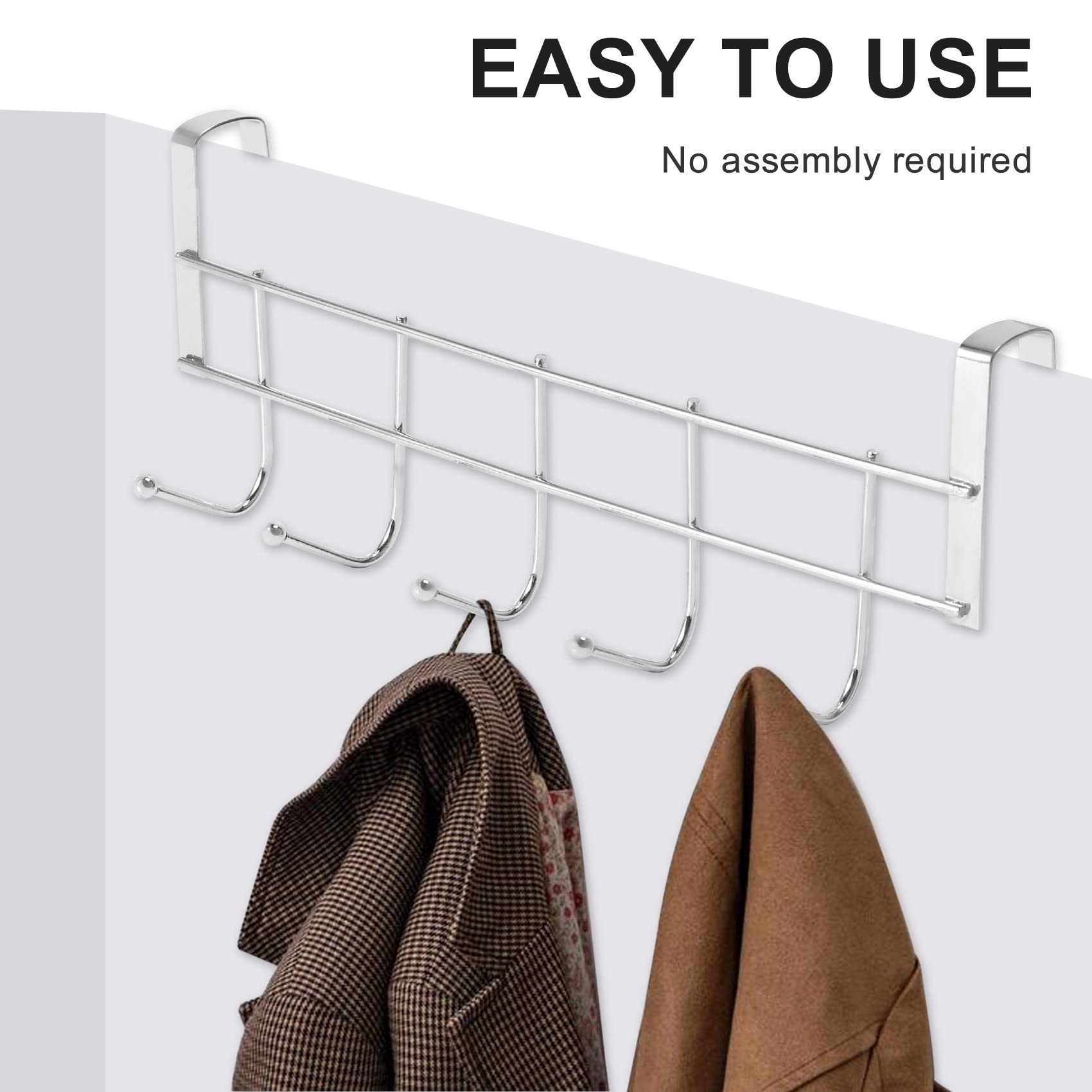 ZDSFSD Over the Door 5 Hooks Home Bathroom Organizer Rack Clothes Coat Hat Towel Hanger Stainless Steel Good Load-Bearing - Image 4