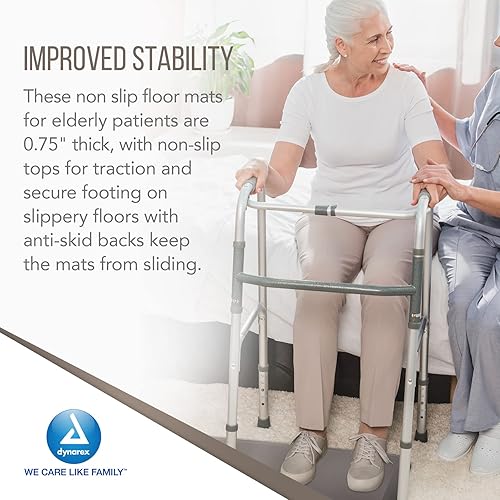 Miniatura 5 de Dynarex FLATMat - Tapetes de otoño para pacientes mayores, borde biselado para accesibilidad a sillas de ruedas, almohadilla antideslizante para