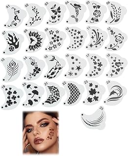 25 Pcs Reusable Face Paint Stencils, Durable Body Art Plastic Templates for Kids&Adults Face Painting, Body Facial Painting Templates Halloween Party Festivals Cosplay&Craft Fun