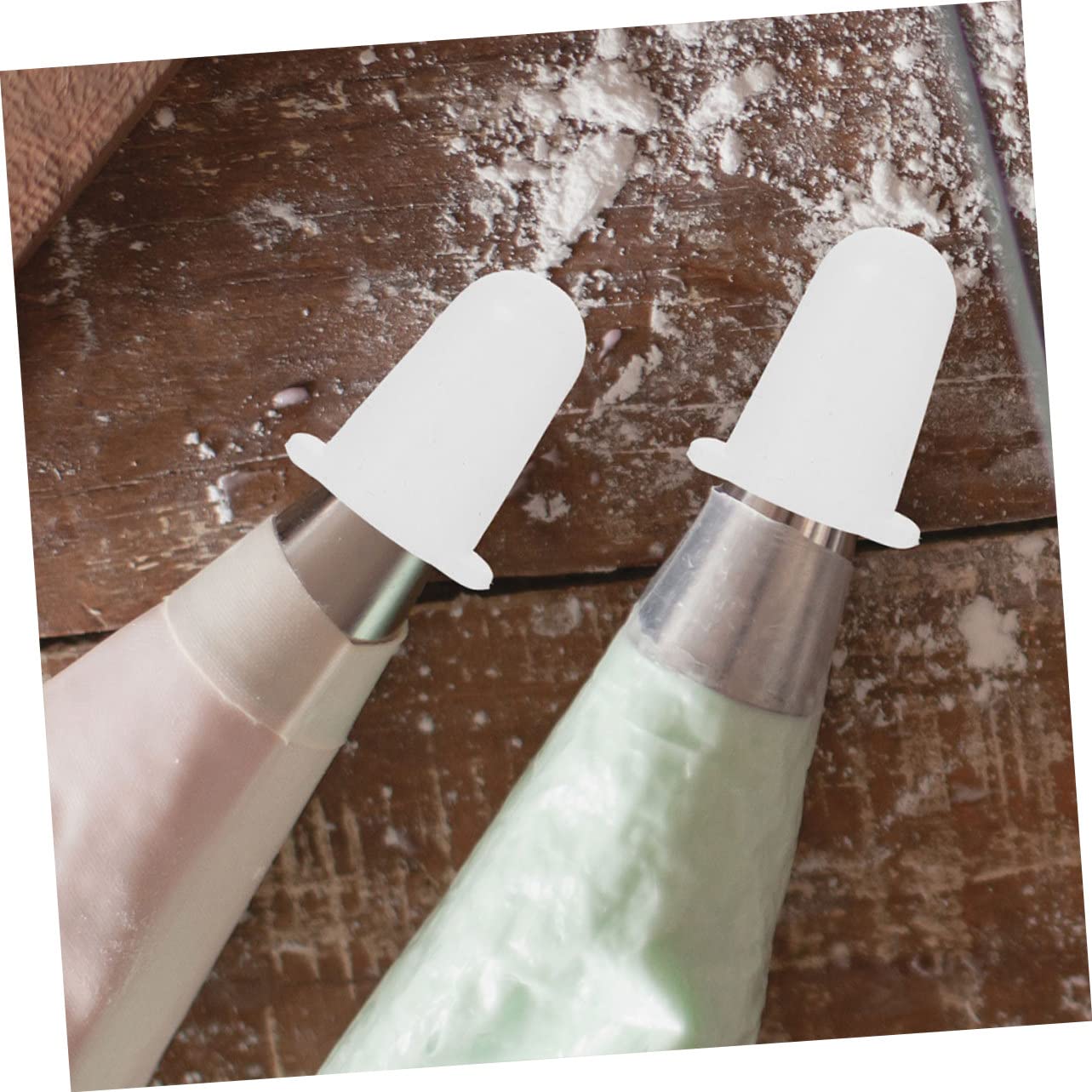 Mikikit Fundas de Silicona 6 de Color Blanco Protección Antirayaduras y Antideslizante para Boquillas de Manga Pastelera para Decoración de Pasteles en Eventos