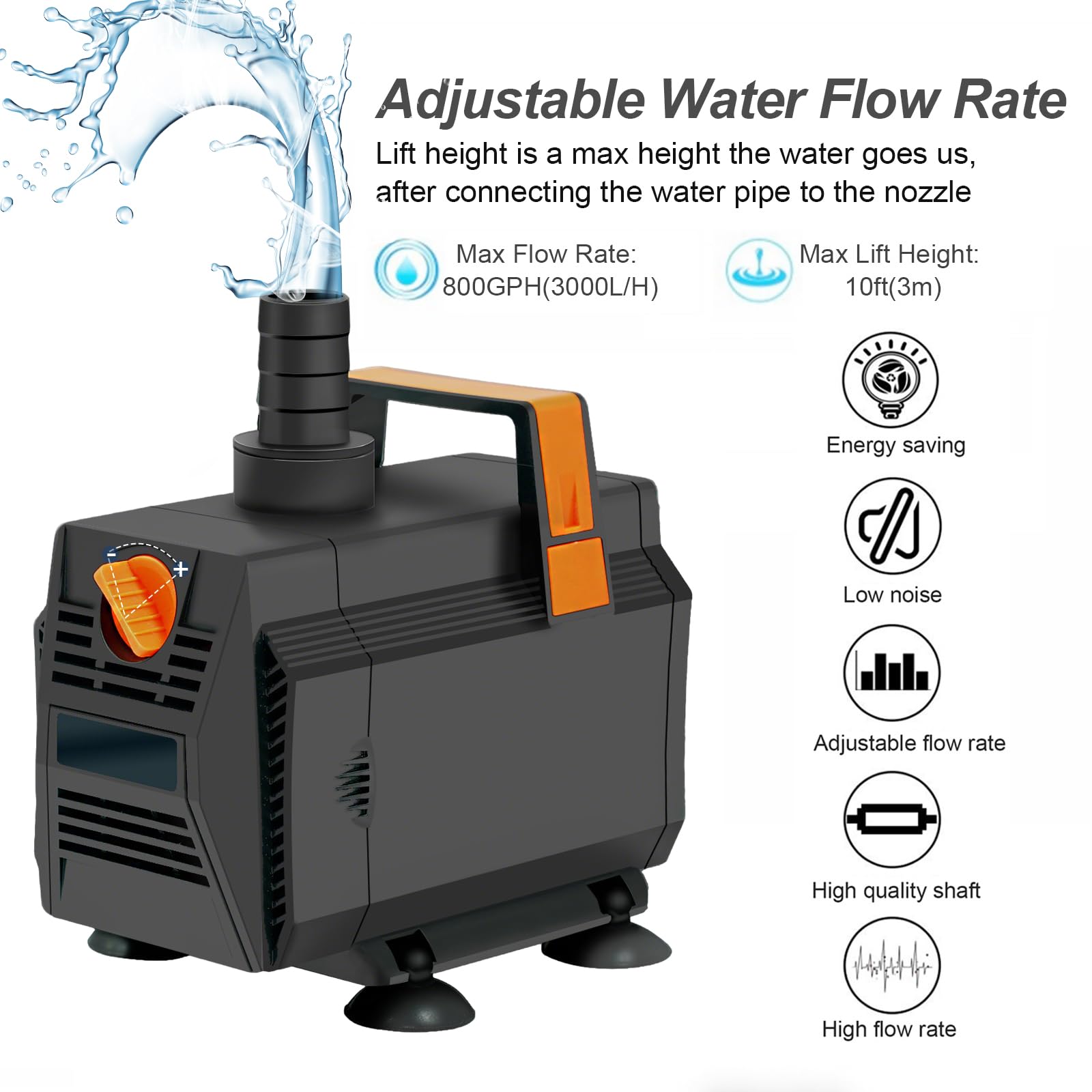 Wasserfall Set 30 cm 304 Edelstahl 45W 3000 L/h Pumpe 3m Schlauch
