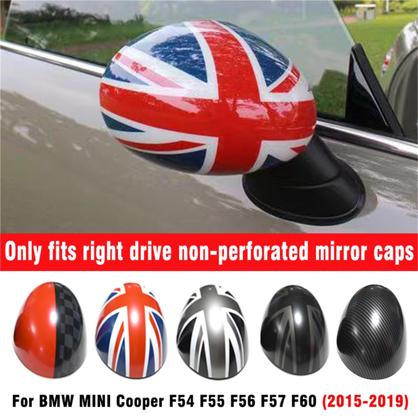 Osłona zamienna do lusterka wstecznego samochodu Naklejki na lusterka wsteczne, dekoracje stylistyczne do samochodu, pasujące do Mini Cooper One S JCW F56 F55 2014-2019.(Carbon fiber pattern)
