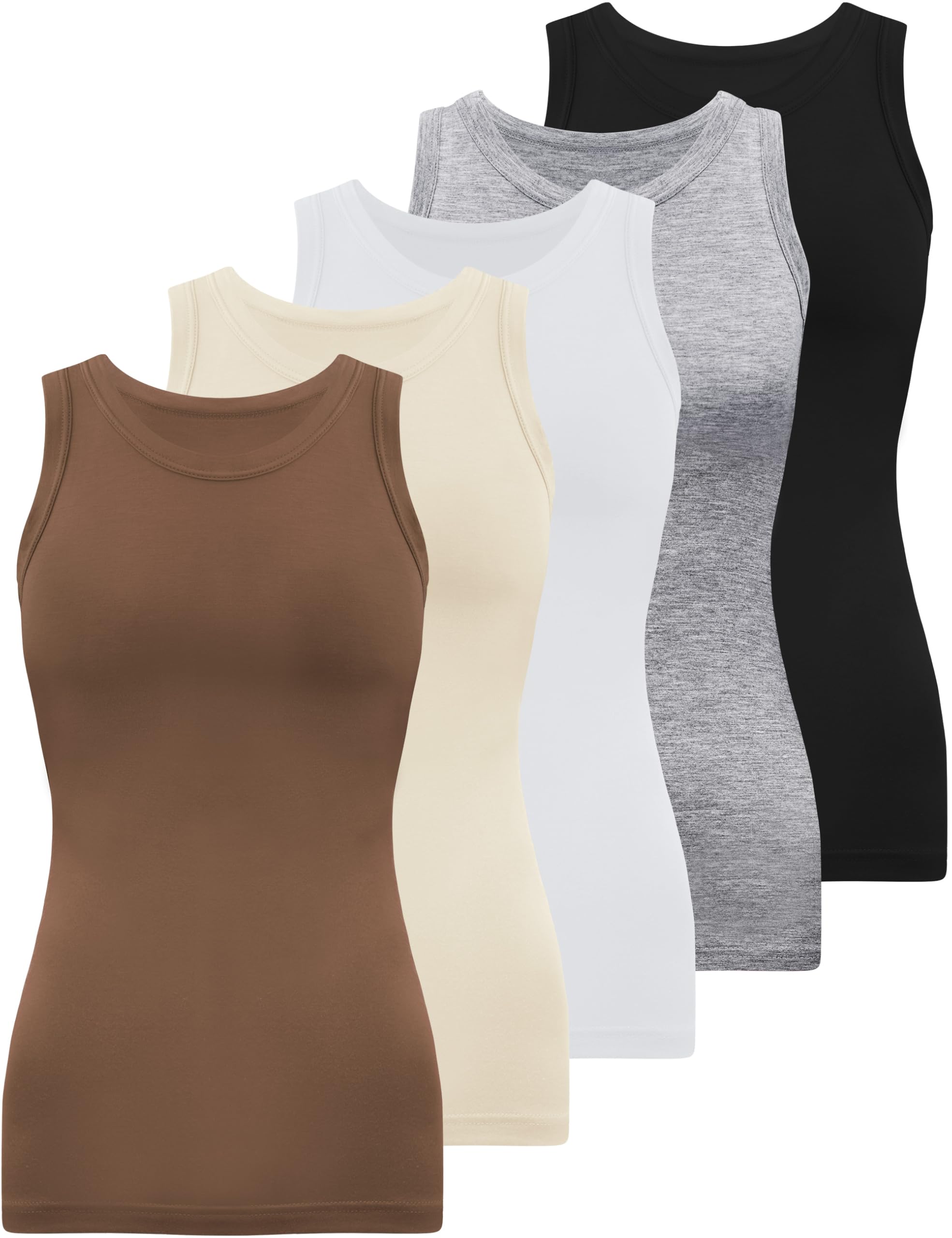 BQTQ 5 Pièces Débardeurs Femme Col Rond Yoga Débardeur Fitness sans Manches | Débardeur Femmes Décontractés Été Tank Top, Ajustée Tank Tops Slim Fit Basic Décontracté Haut Débardeur Femme Large Bretelles
