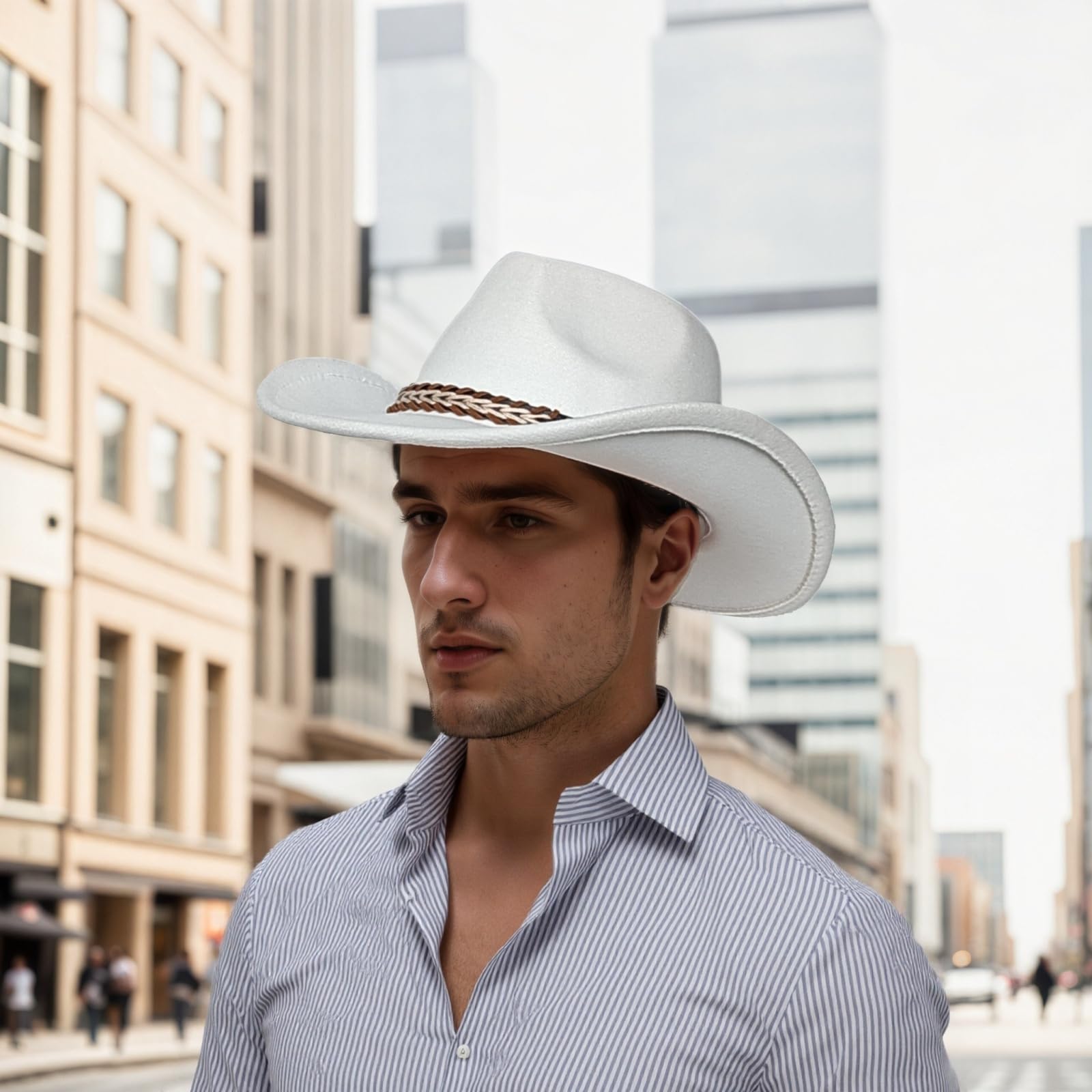 Chapeau Fedora Western Cowboy Cowgirl réglable vintage à large bord pour homme et femme avec bandeau pour fête au quotidien