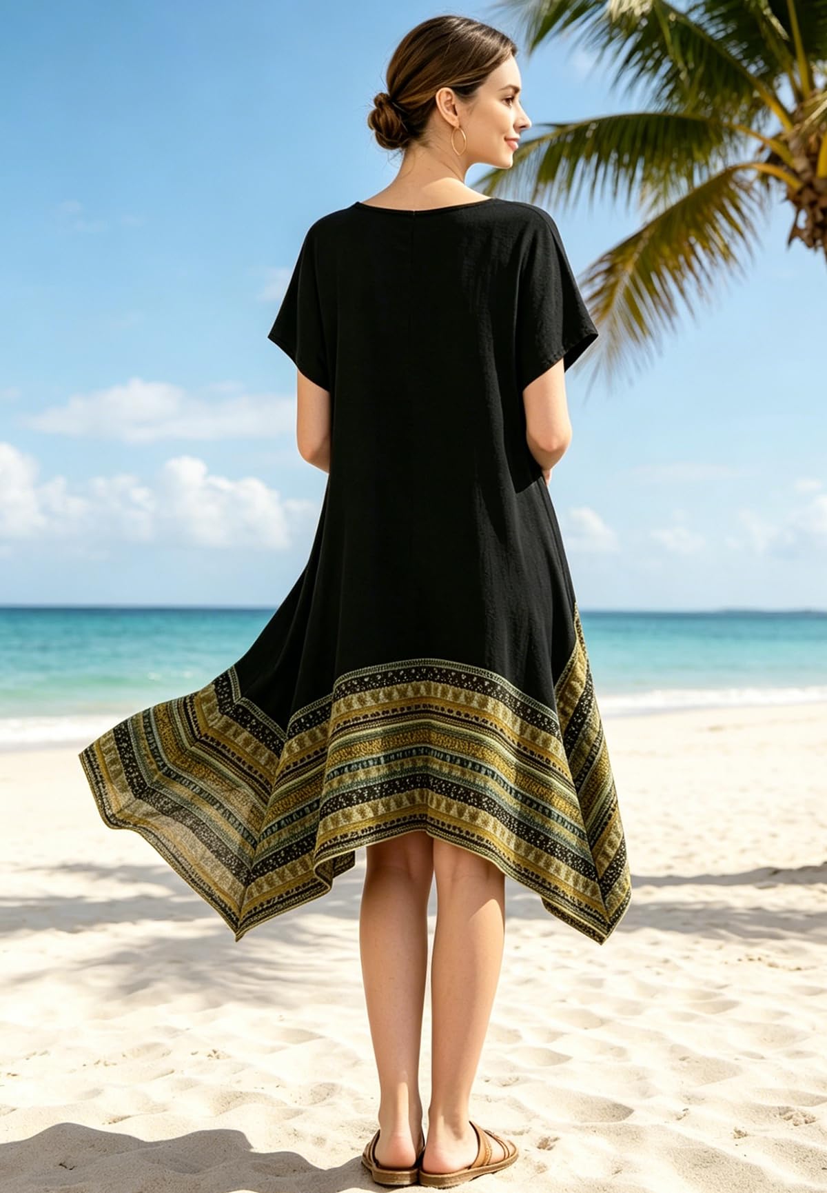 Minibee Ethnic Dress Maxi Abiti Casual Abiti Lunghi Donna