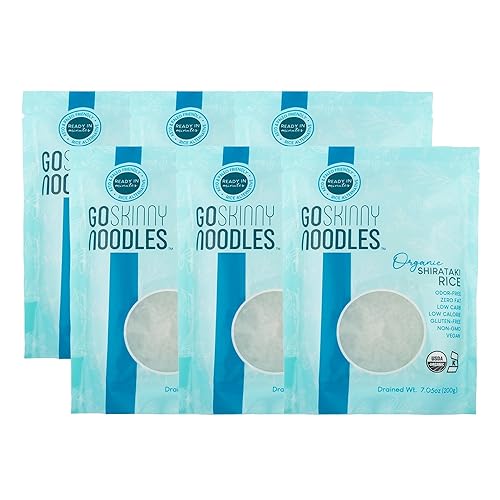 GoSkinny Noodles Arroz (6), orgánico, sin olor, Shirataki y Konjac, bajo en carbohidratos, bajo en calorías, sin gluten, vegano, kosher, keto, apto