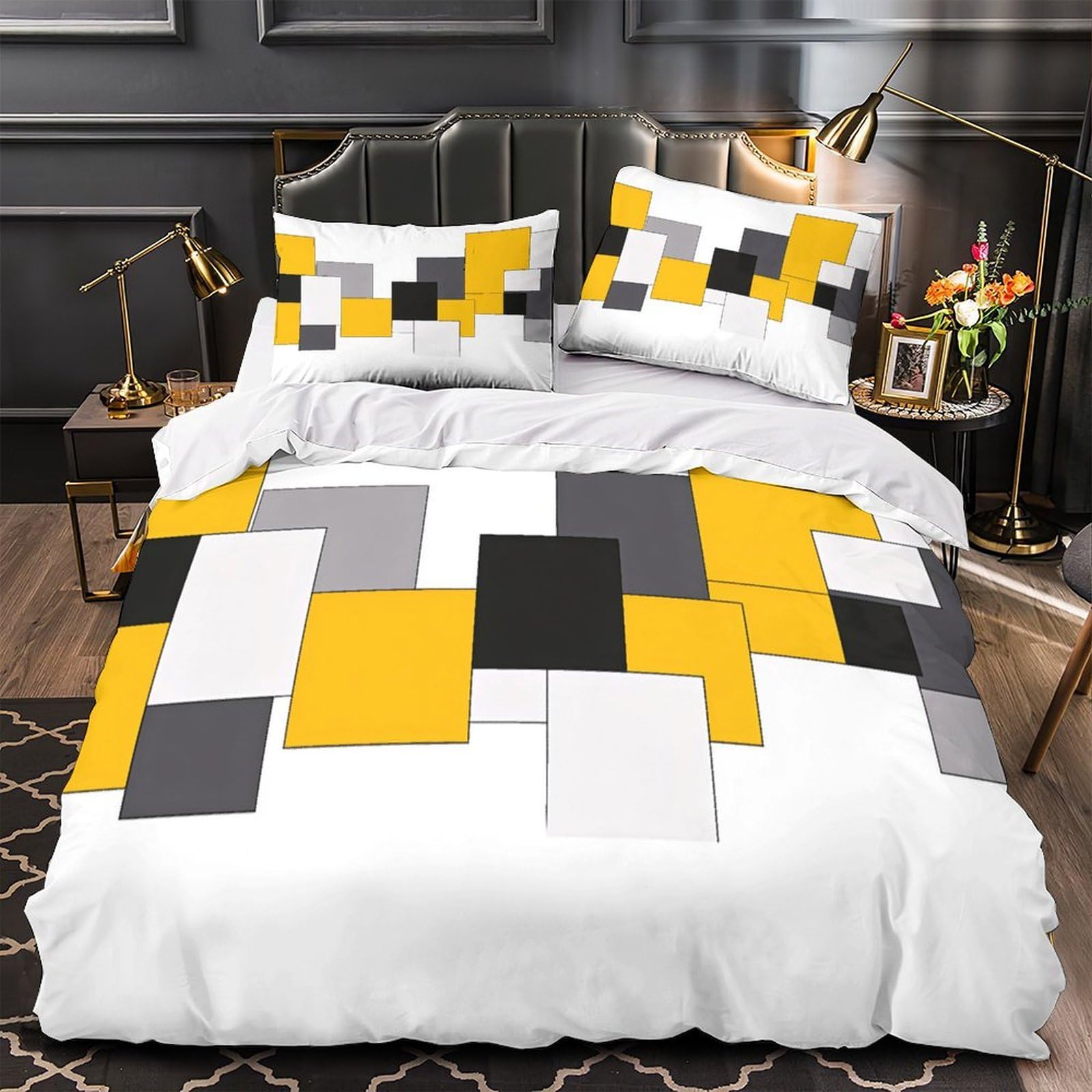 Parure de Lit Design Géométrique Moderne 140x200 Housse de Couette 3D