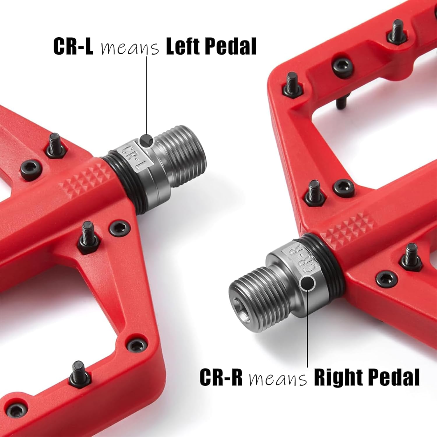 MTB Pedals, Large Platform with 18 Grippy Pins, Cr-Mo Spindle, Dual Bearings, Lightweight Nylon Fiber for BMX & MTB Bikes, 9/16