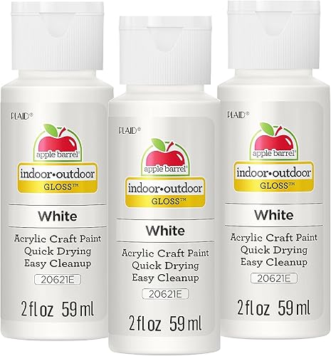 Apple Barrel Pintura acrílica en varios colores (2 onzas), 20621 blanco brillante (paquete de 3)
