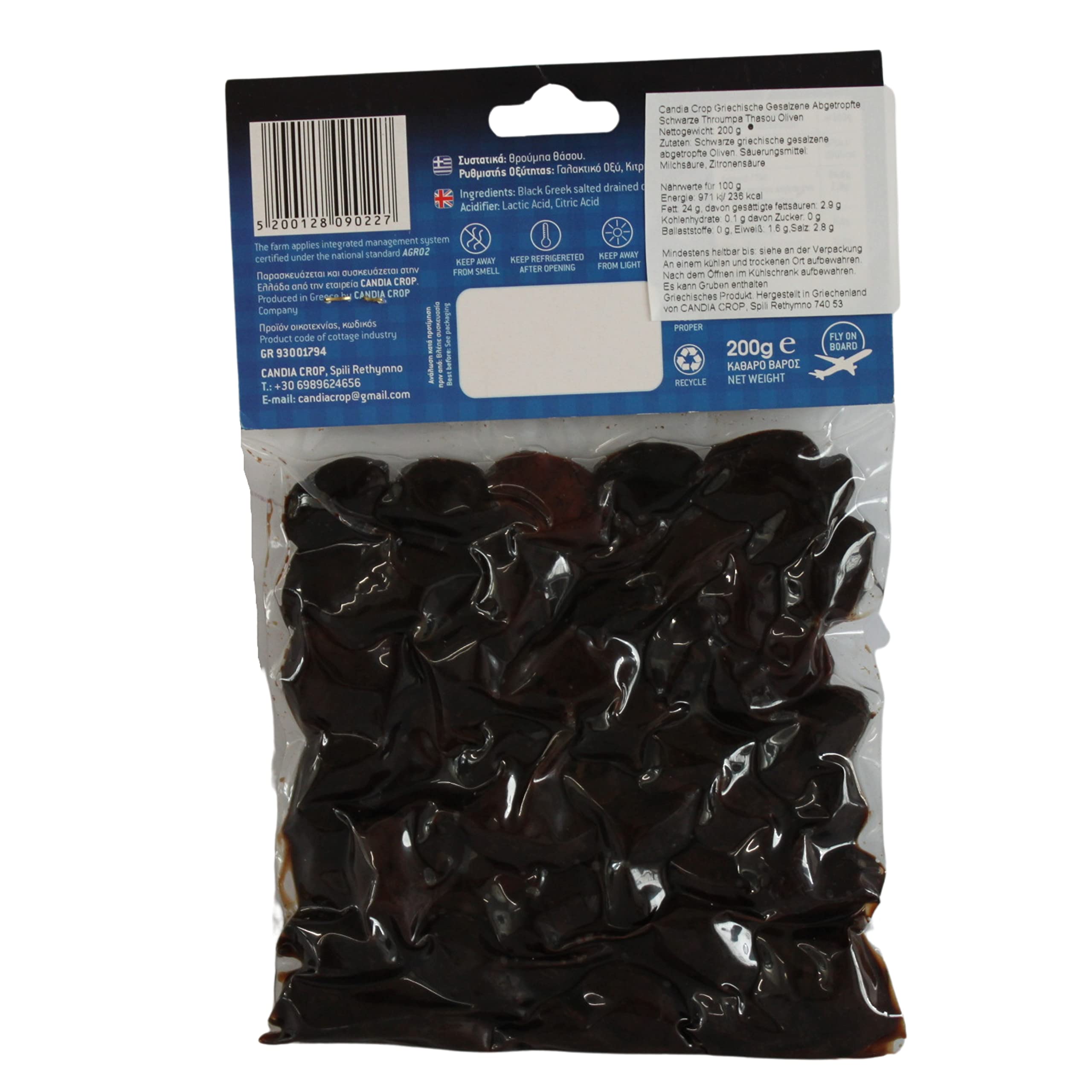 Candia Crop Aceitunas Griegas Negras Saladas Escurridas - Throuba, Paquete de 5 x 200g (Total: 1 kg) — view 4