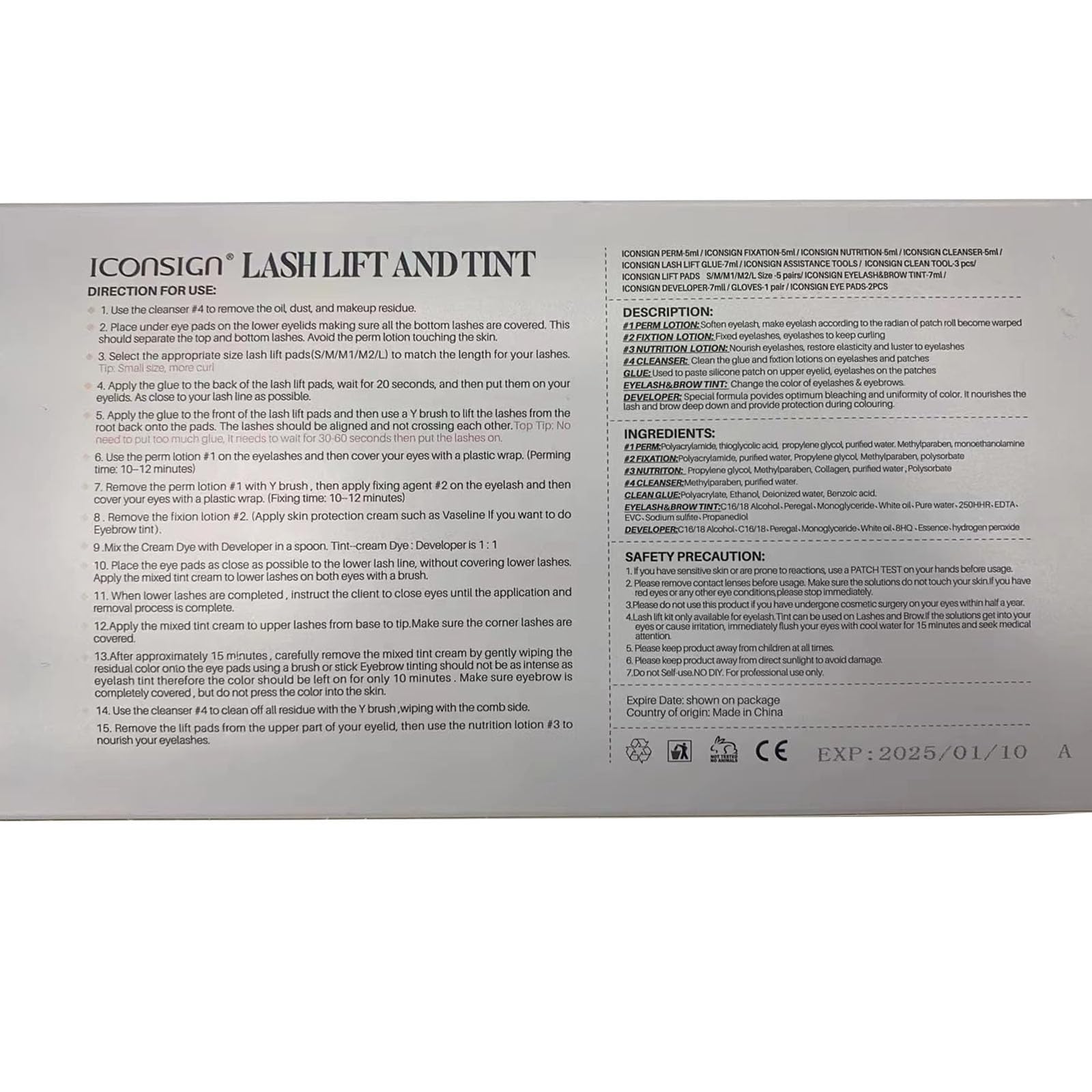 Professional Lash Lift and Black Tint Kit for Lashes & Brows