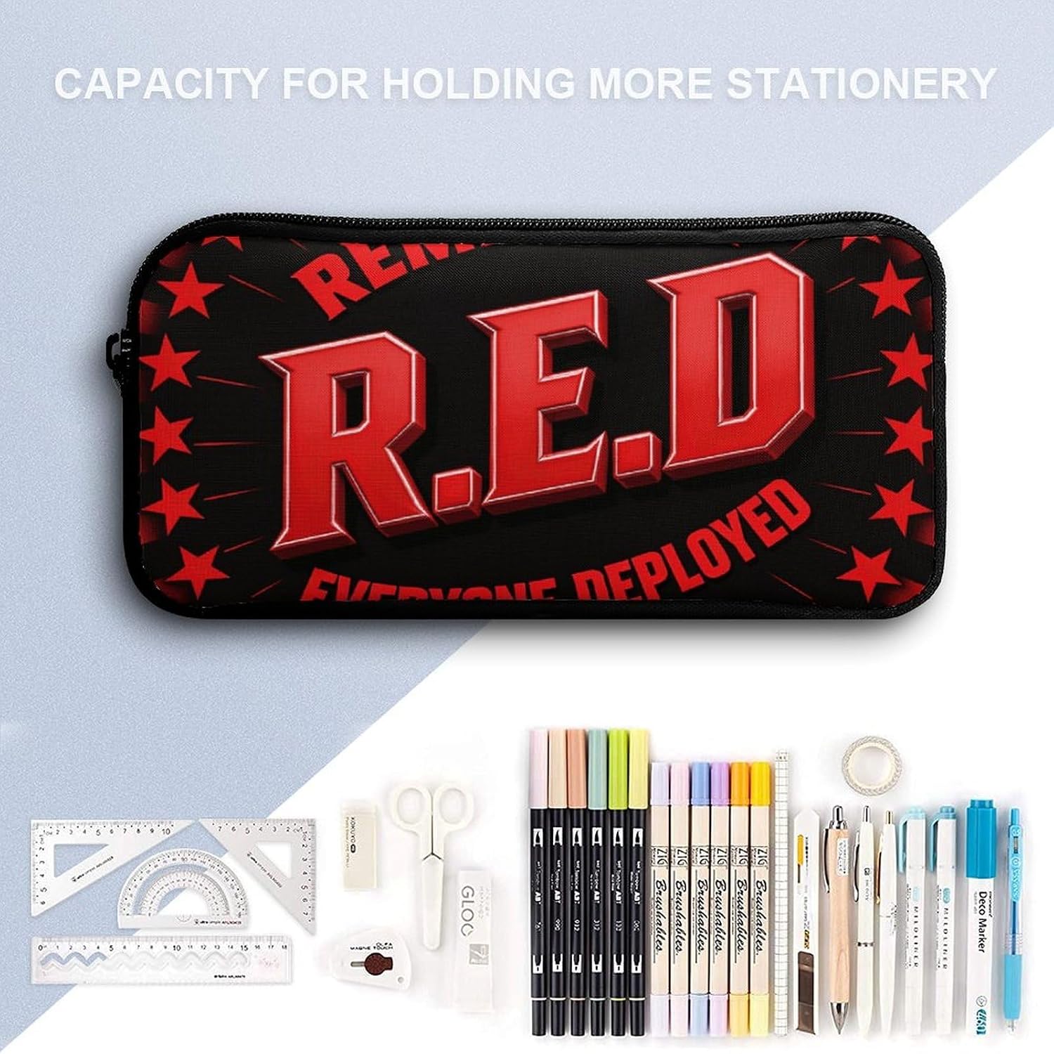 R.E.D Remember Everyone Pencil Case Large Capacity Pencil Pouch image 3