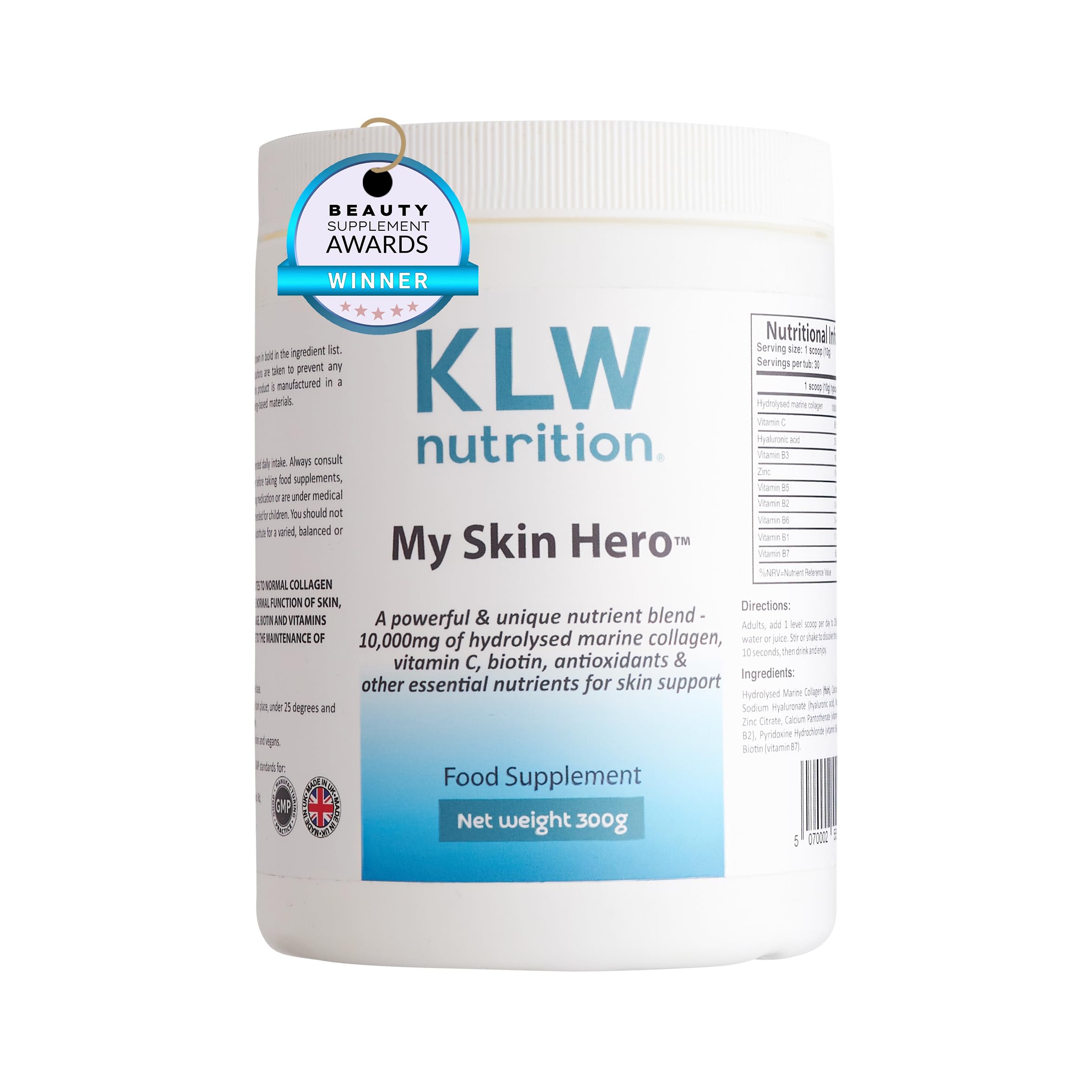 Premium Marine Collagen Powder - with Vitamin C, B-Complex, Biotin, Hyaluronic Acid - No fillers, sweeteners or additives - Healthy Skin & Joints - New Improved Formulation - 1-2 Months Supply