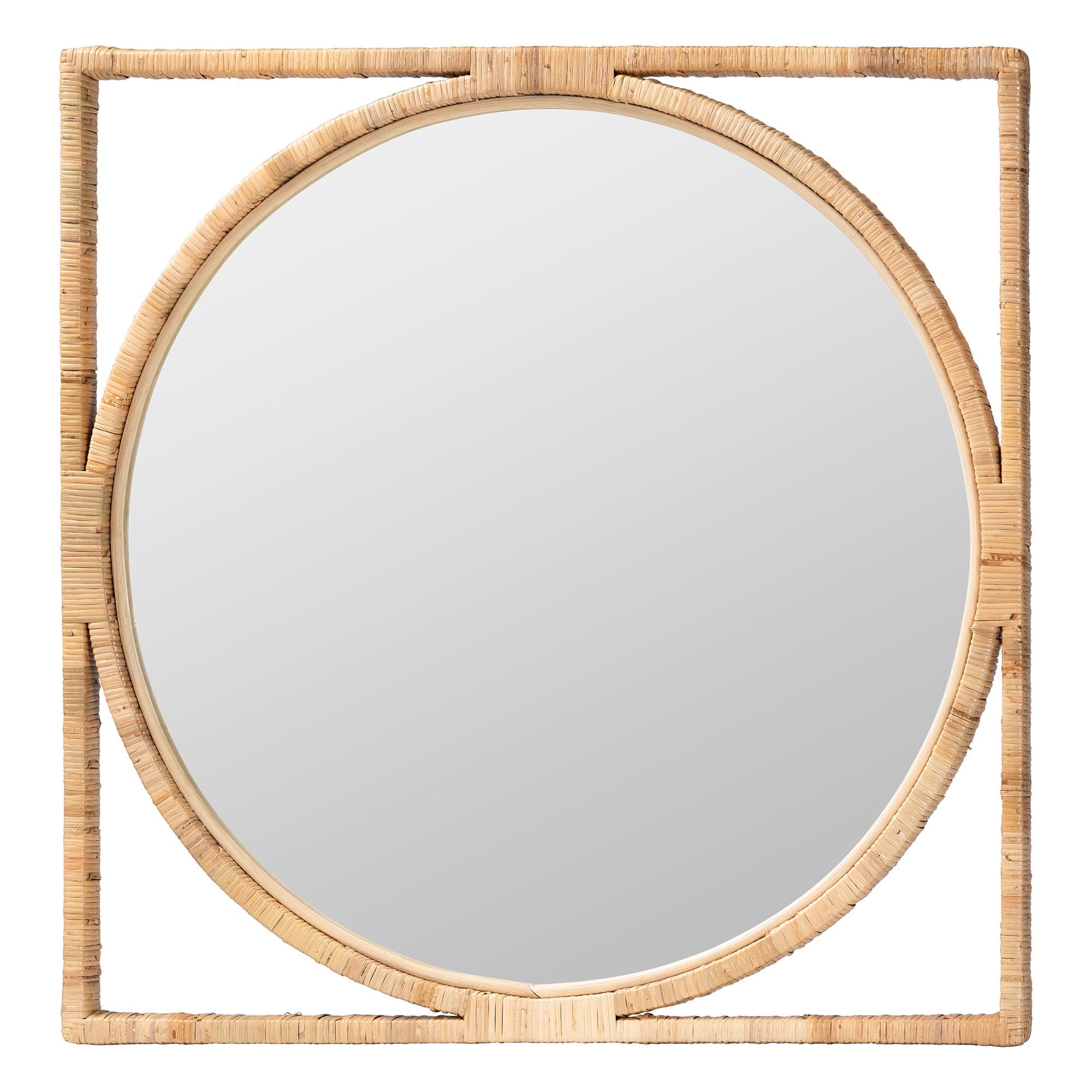 Amazon.com: bali & pari Bayan Japandi Natural Rattan Wall Mirror