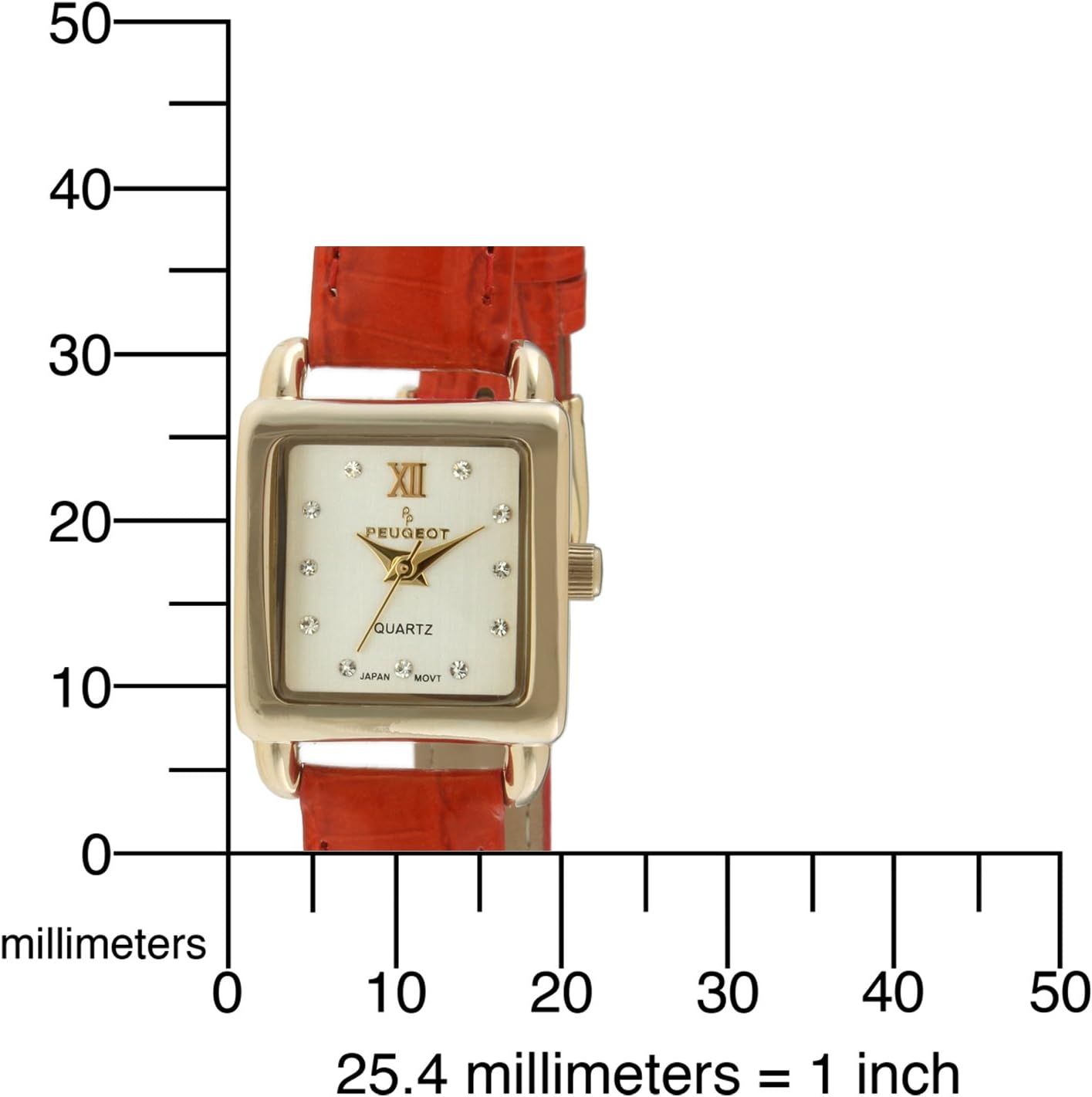 Women's 20mm Square Watch with Glossy Red Leather Strap - Image 5