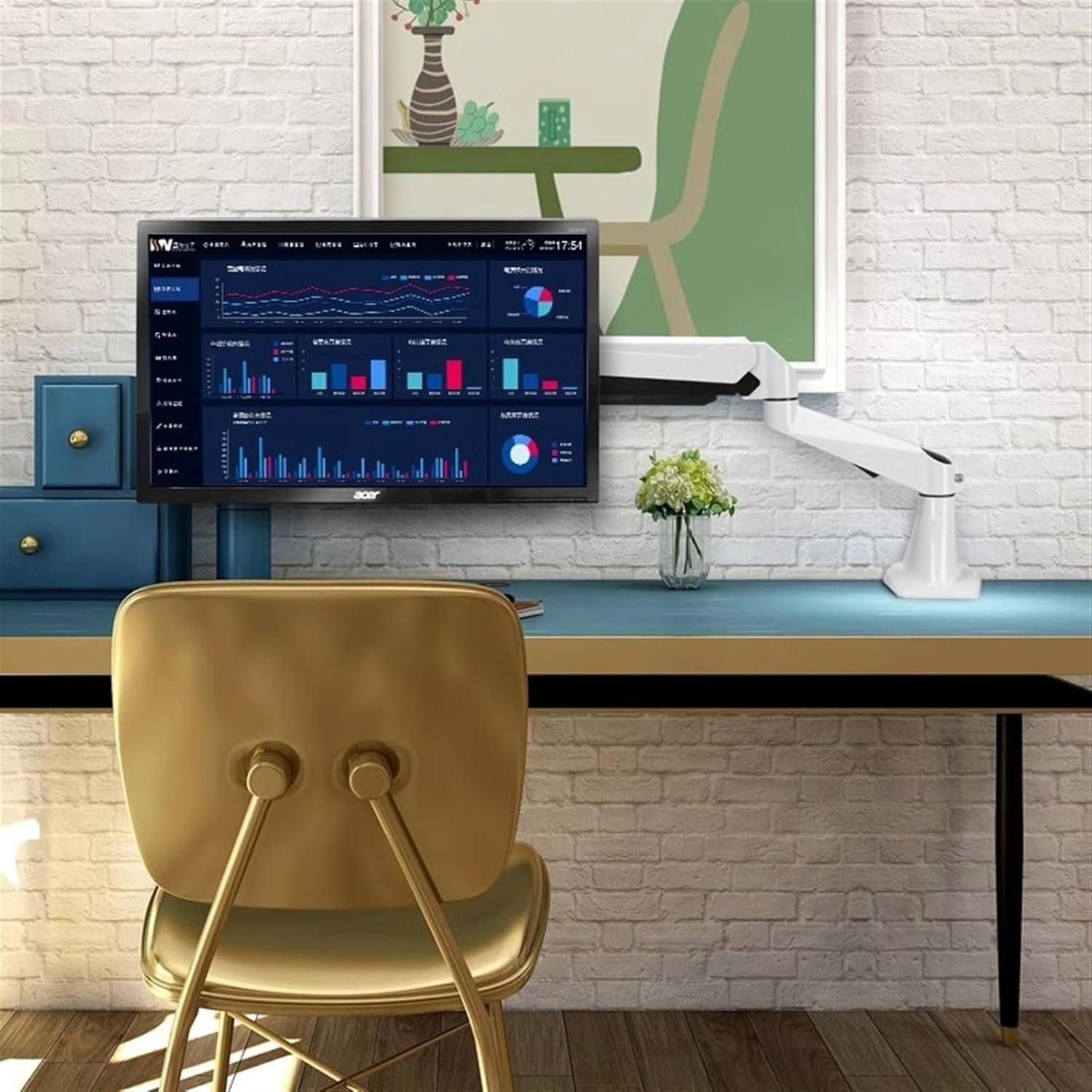 Electric screwdriver，Power Screwdriver with， Tiltable Dual Monitor Desk Mount Monitor Stand(White)