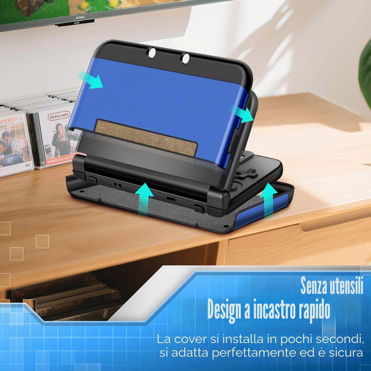 TNP - Custodia protettiva rigida compatibile con Nintendo 3DS XL LL 2015, design senza cerniere