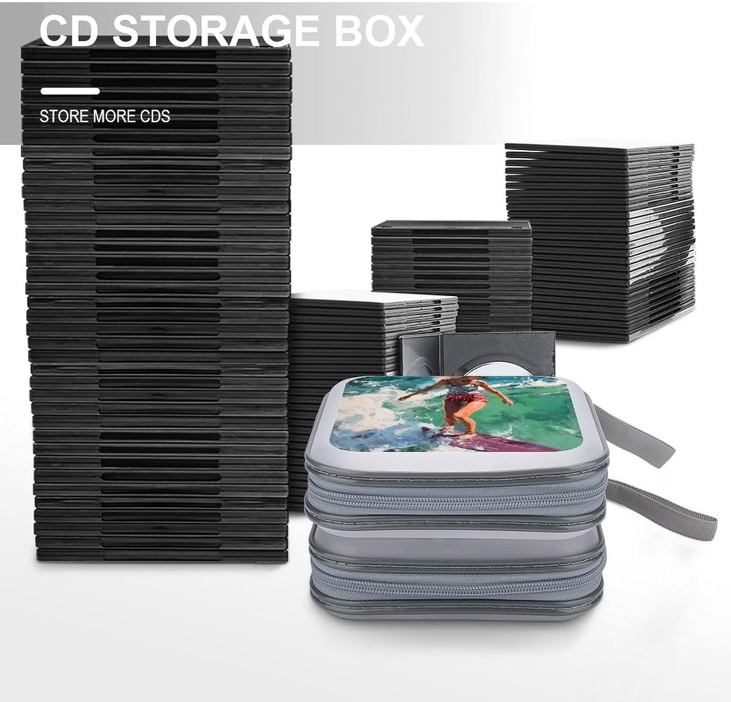 Young Woman Surf Surfing Ocean Waves CD Case DVD Storage Holder Binder 40 Capacity