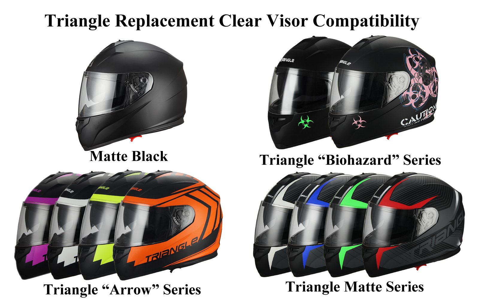 Triangle Clear Replacement Visor Face Shield Fit Full Face Dual Visor