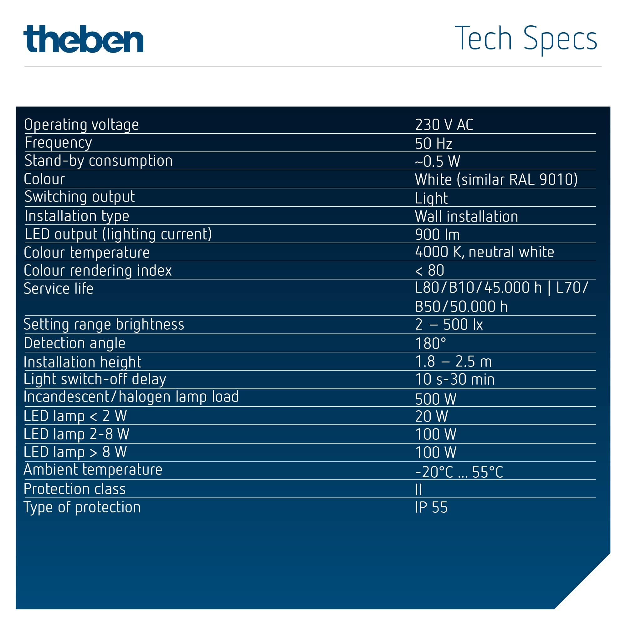 Theben 1020801 theLeda S8-100 BK LED-Strahler 8,5 W Bewegungsmelder schwarz | Wandmontage außen, 4000 K neutralweiß, 180° mit 10 m Reichweite, drehbar/schwenkbar, IP55, 900 lm, zusätzlicher Schaltausgang