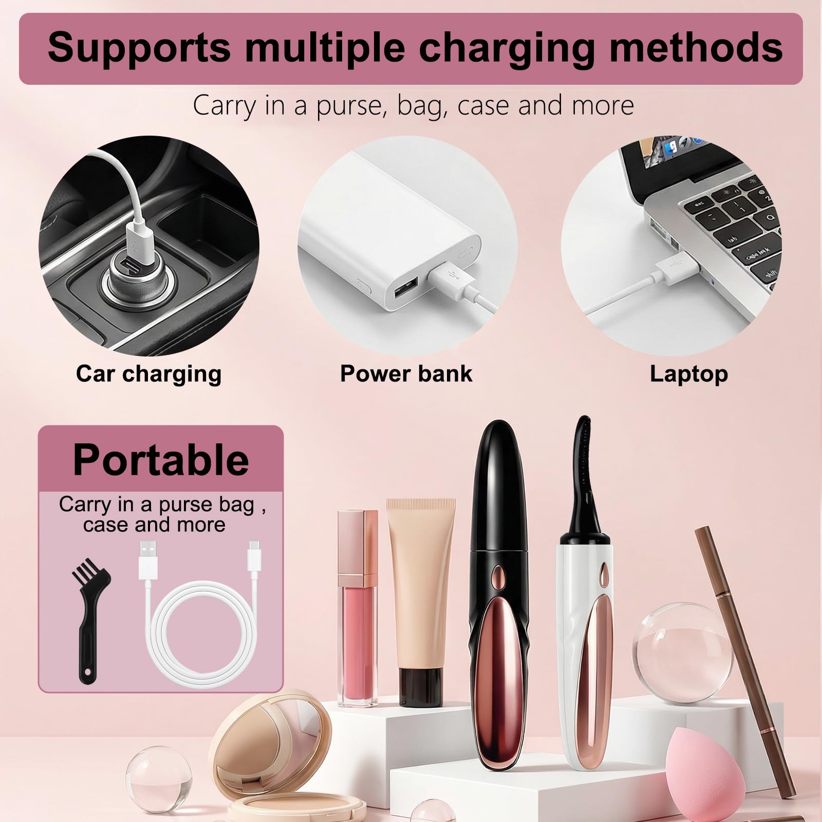 Piegaciglia Elettrico,Piegaciglia Riscaldato,Elettrico Arricciaciglia,Heated Eyelash Curler,Heated Lash Curler,4 Livelli di Temperatura,Intelligent Power Off,Per tutte le ciglia (Bianco)