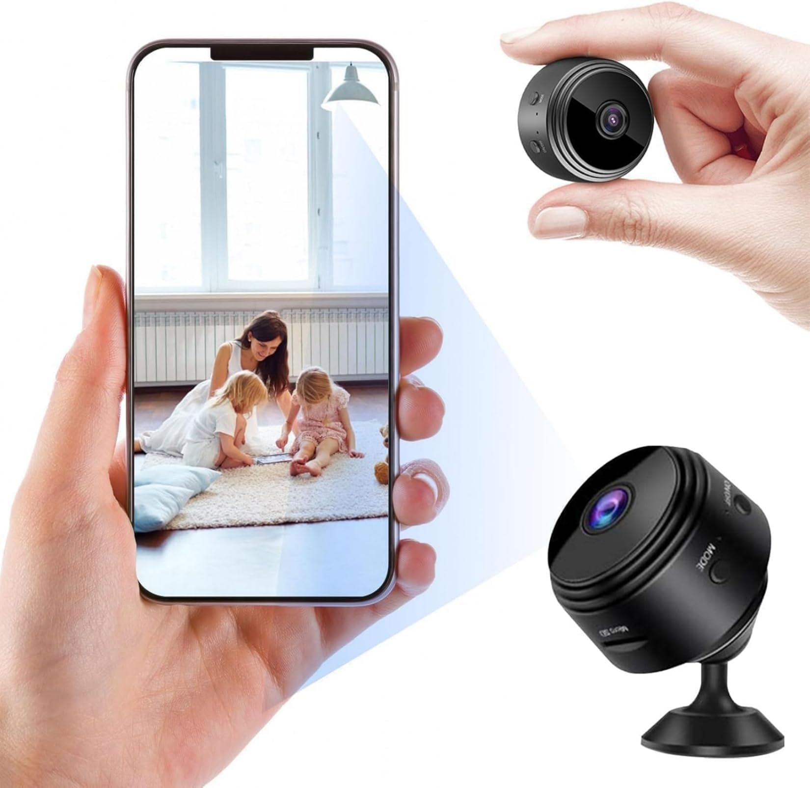 Hidden Nanny Cam WiFi - 1080P Home Security Camera with Night Vision Motion Alerts Phone App for Baby