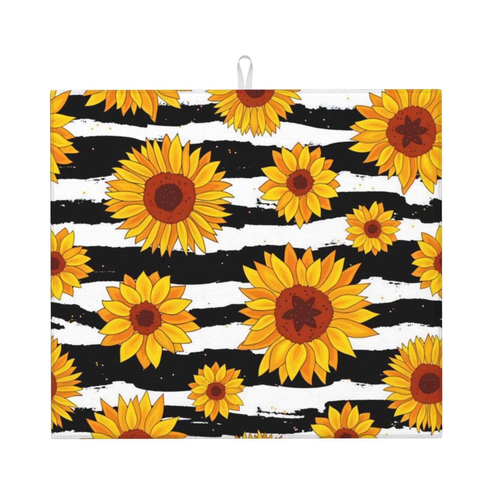 YYHHAOFA Sunflowers Prints Kitchen Drying Mat – Absorbent Dish Throw for Countertops, Quick-Dry Non-Slip Layer with Stylish Prints, for New Homes
